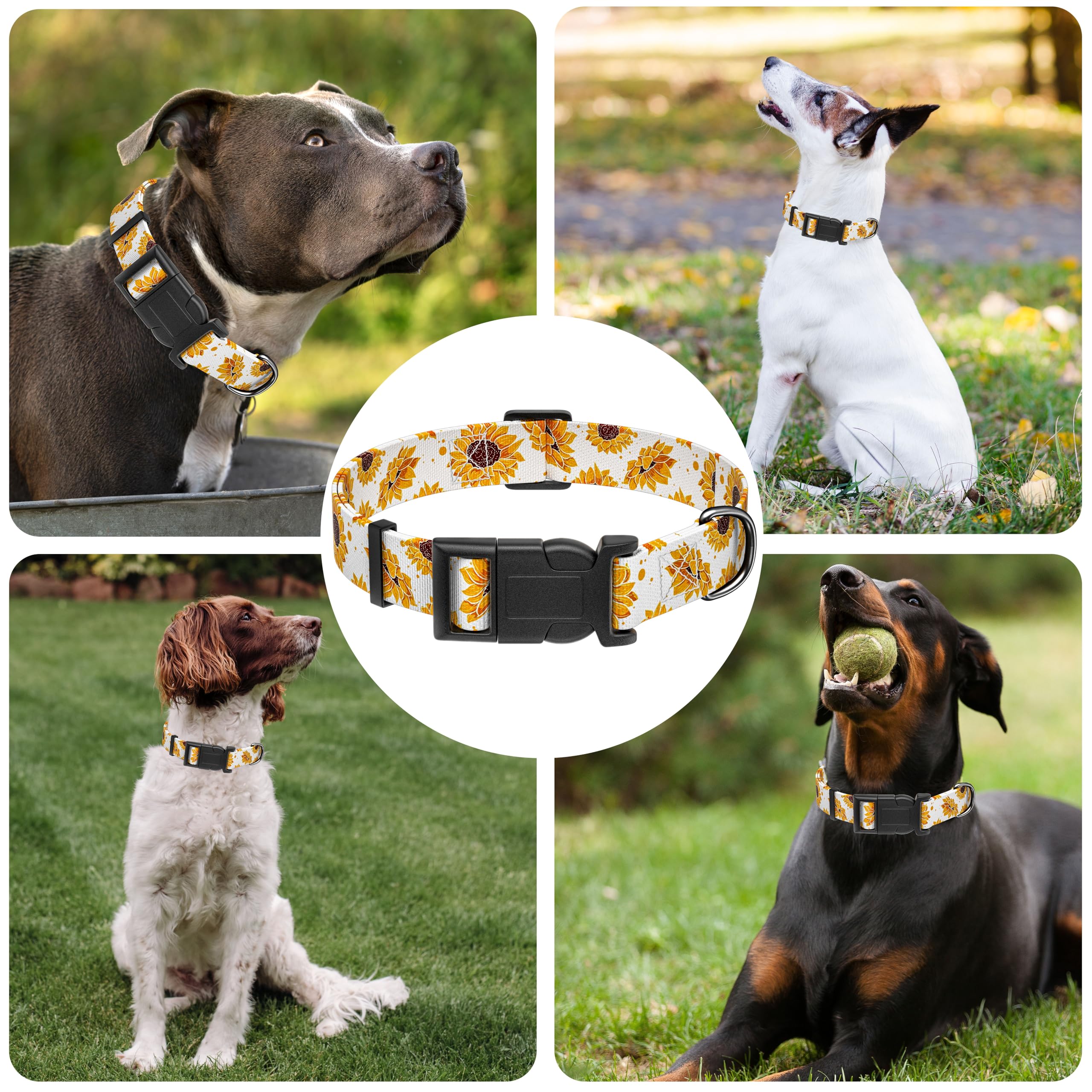 Seyezo Dog Collar, Floral Boys Girls Puppy Collar For Small Medium Large Dogs, Soft Adjustable Collar With Safety Buckle For Mal