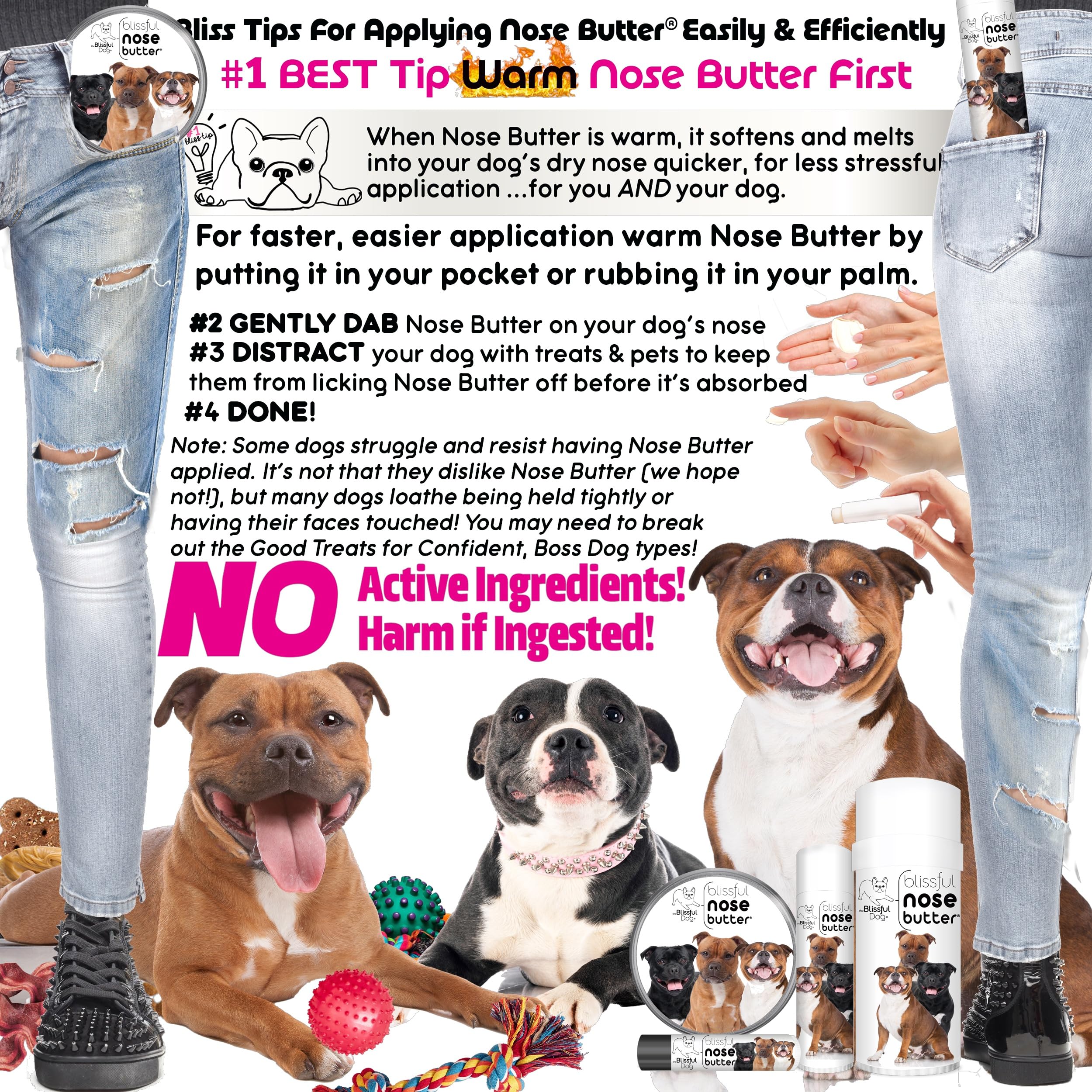 The Blissful Dog Staffordshire Pitbul Terrier Unscented Nose Butter, 16oz