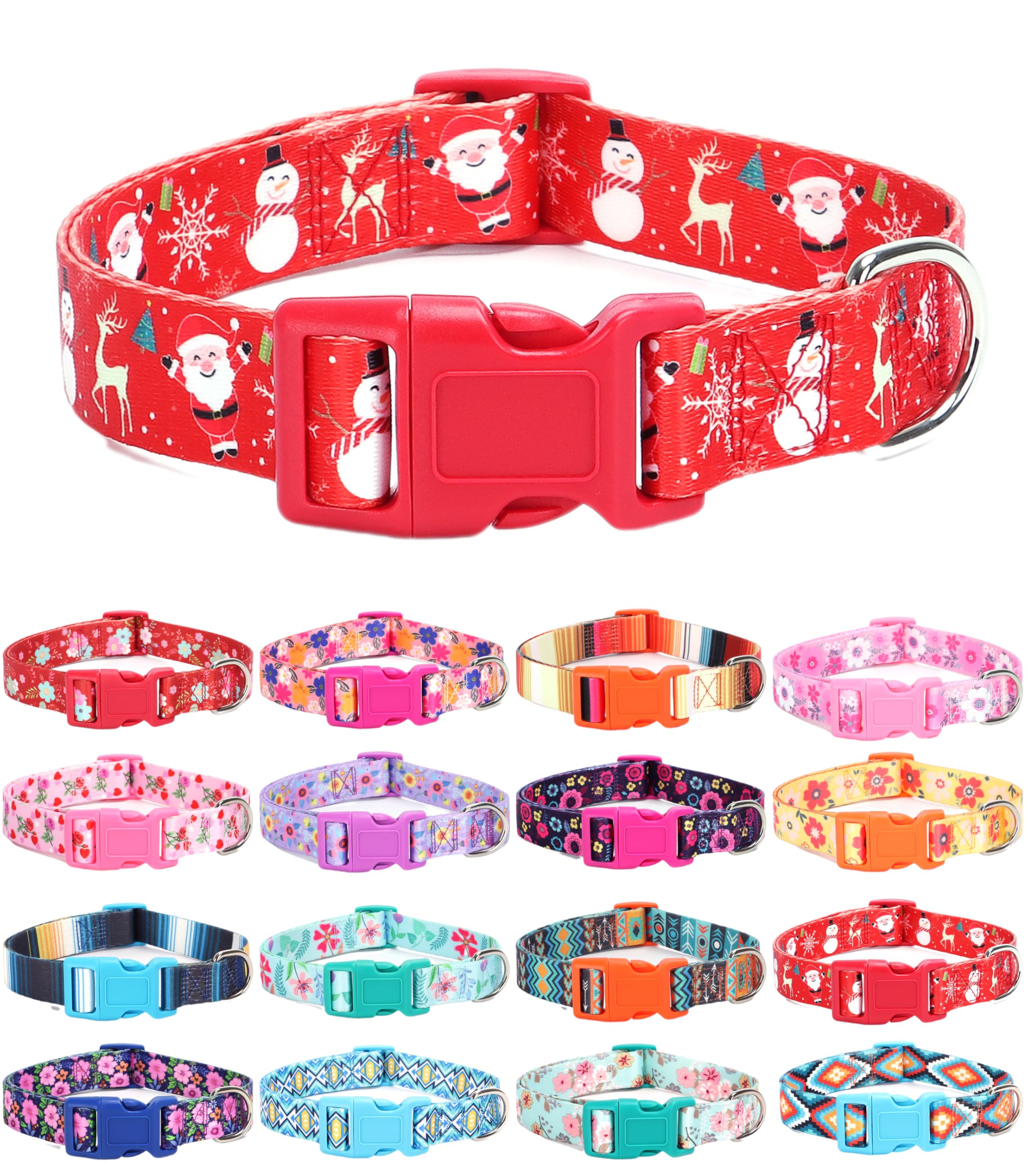 Moonpet Xmas Christmas Day Dog Collars For Small Dogs-Cute Soft Adjustable Boys Girls Dog Pet Dog Collars-S