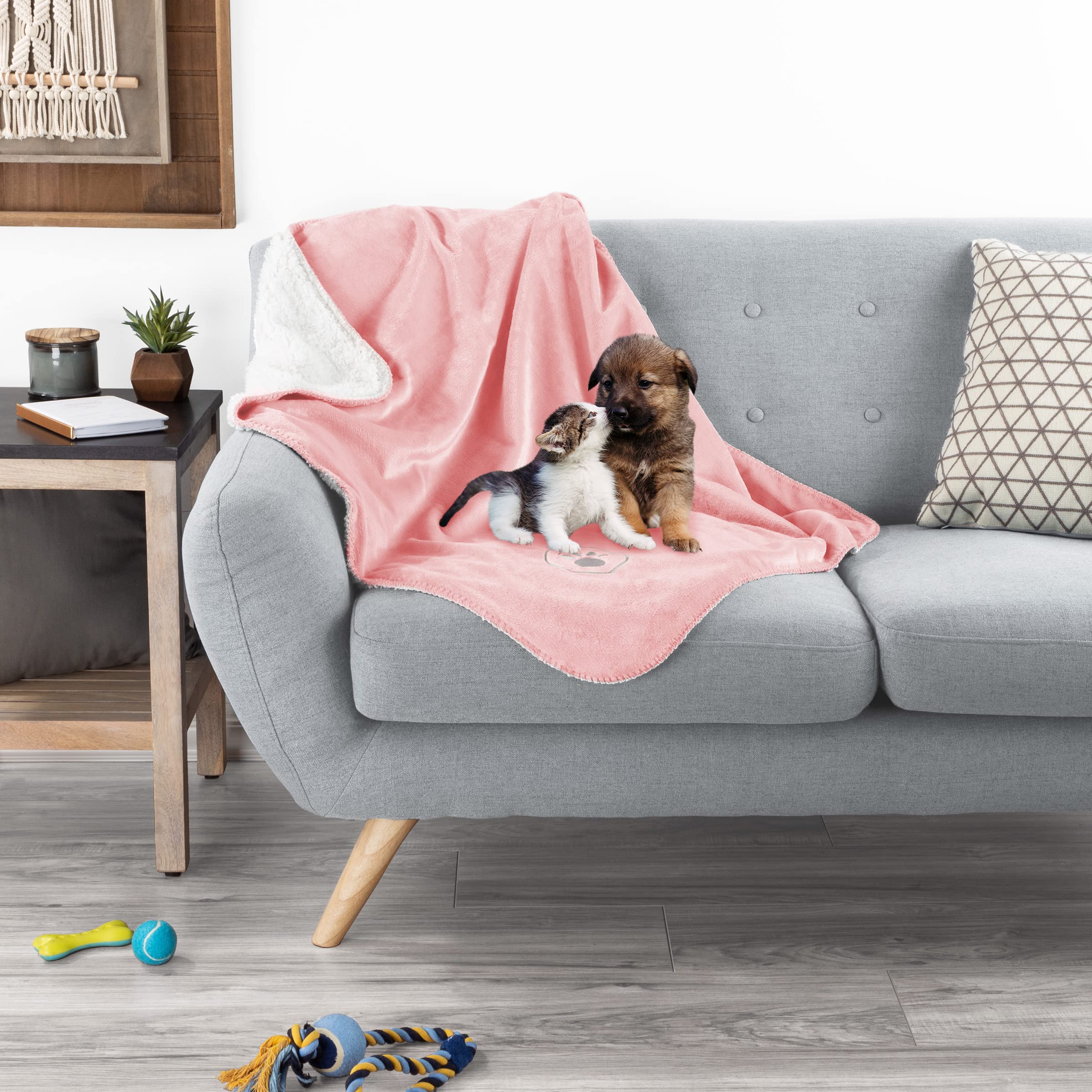 Petmaker Waterproof Dog Blanket - 30X40-Inch Reversible Sherpa Dog Blanket For Couch, Bed, Or Car - Protects From Spills, Stains, Or Pet Fur (Pink)
