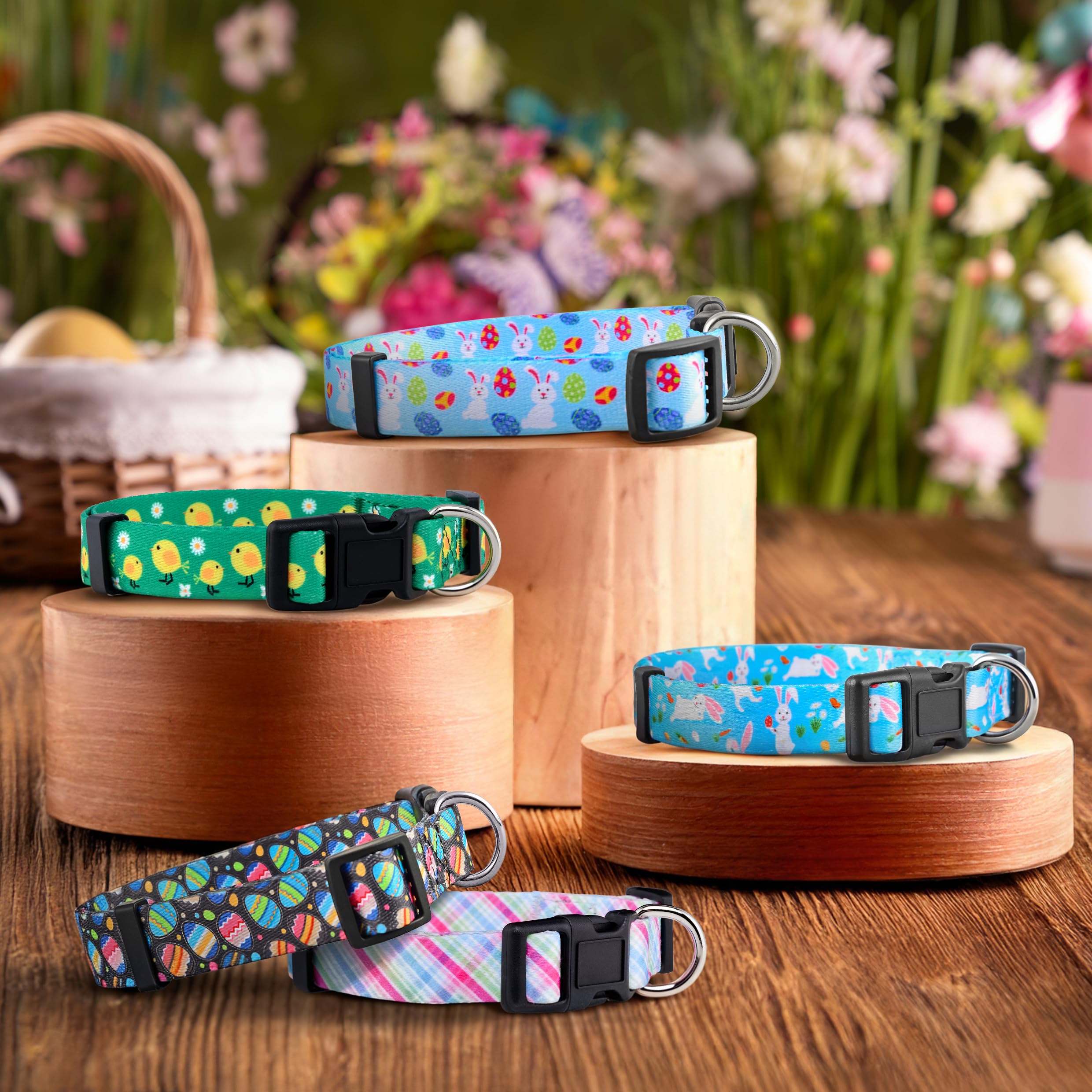Native Pup Easter Dog Collar, Cute Spring Gift For Puppies, Pink Pastel, Eggs, Chicks, Bunny Adjustable For Small, Medium, Large