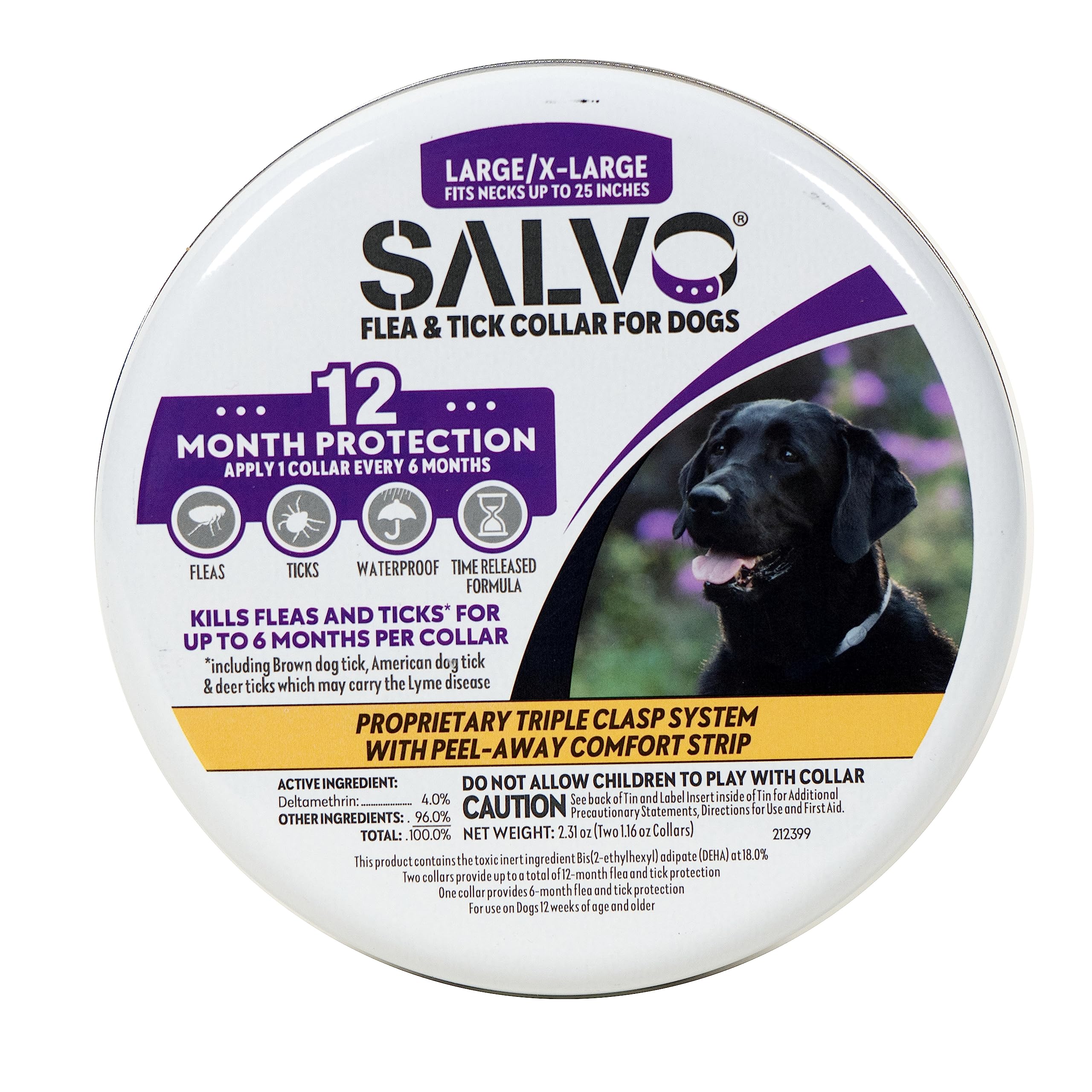 SALVO Flea and Tick Collar for Dogs - Pack of 2 for 12 Months of Protection - Flea and Tick Prevention for Dogs (Large)