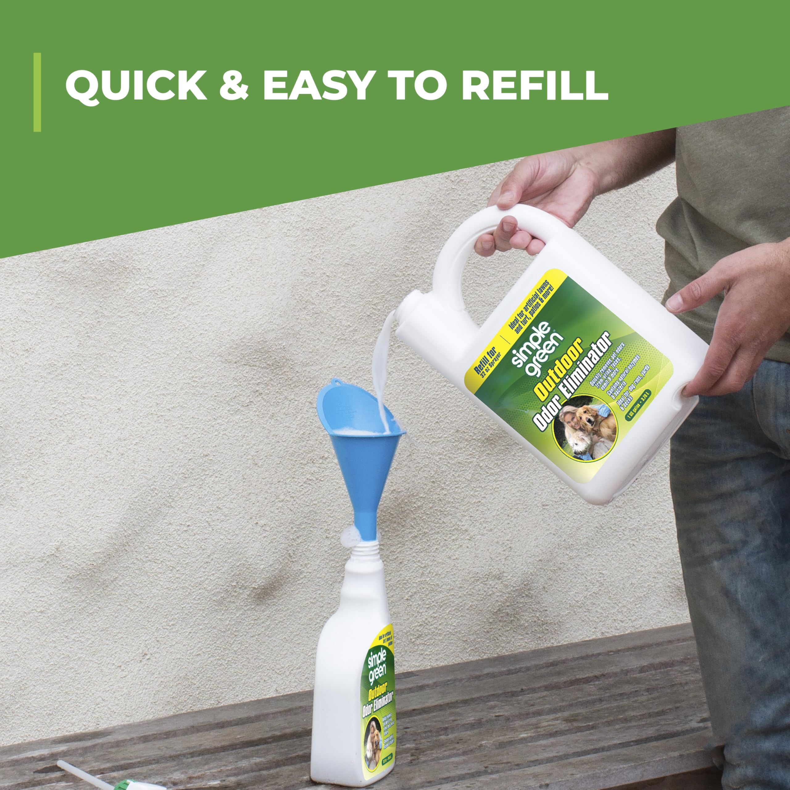 Simple Green Outdoor Odor Eliminator For Pets, Dogs, Ideal For Artificial Grass & Patio (32 Oz Hose End Sprayer & 1 Gallon Refill)
