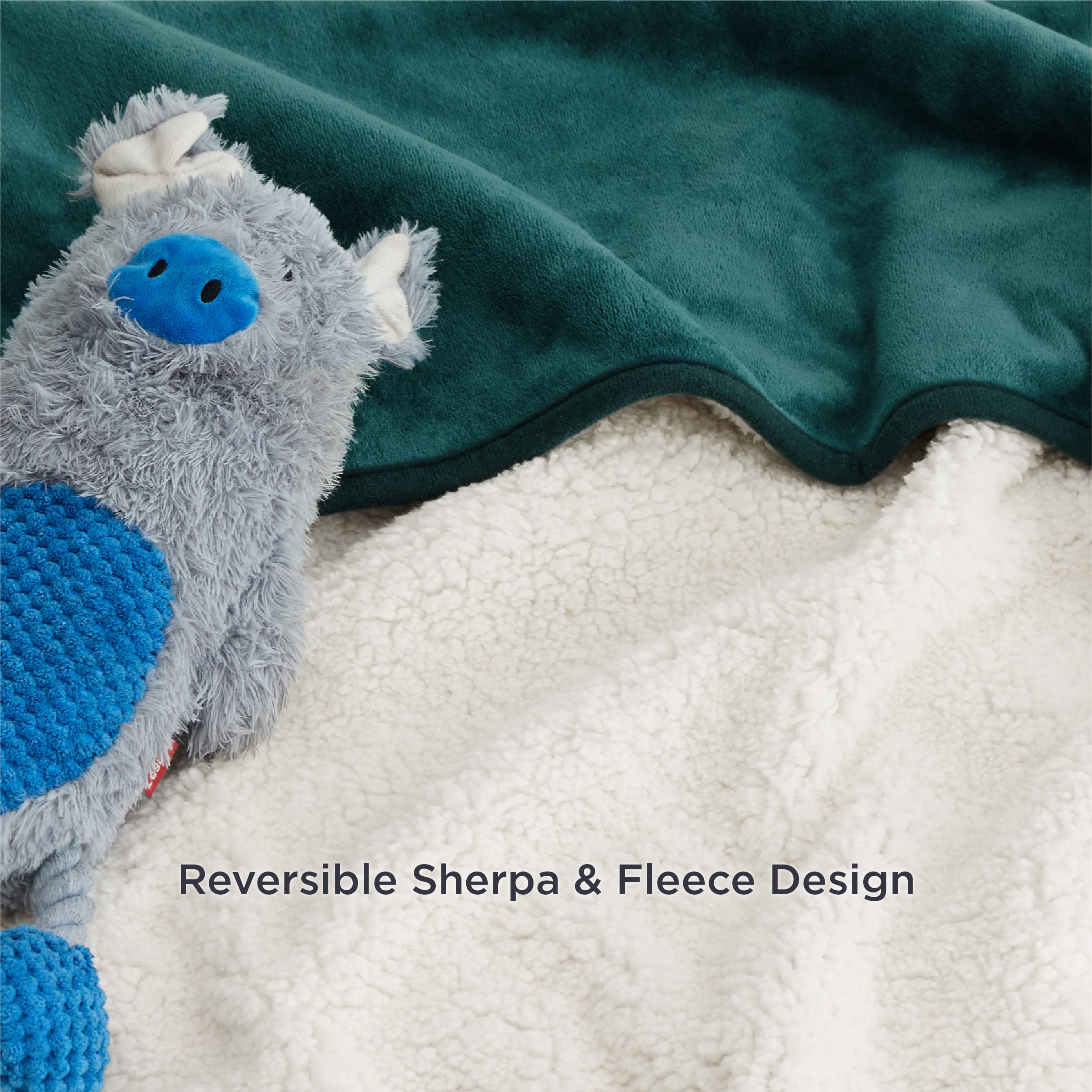 Bedsure Cat Blanket For Indoor Cats - Waterproof Calming Cat Blankets For Kitten, Sherpa Fleece Pet Blanket, Soft Plush Reversible Throw Furniture Protector, 35'X25', Green