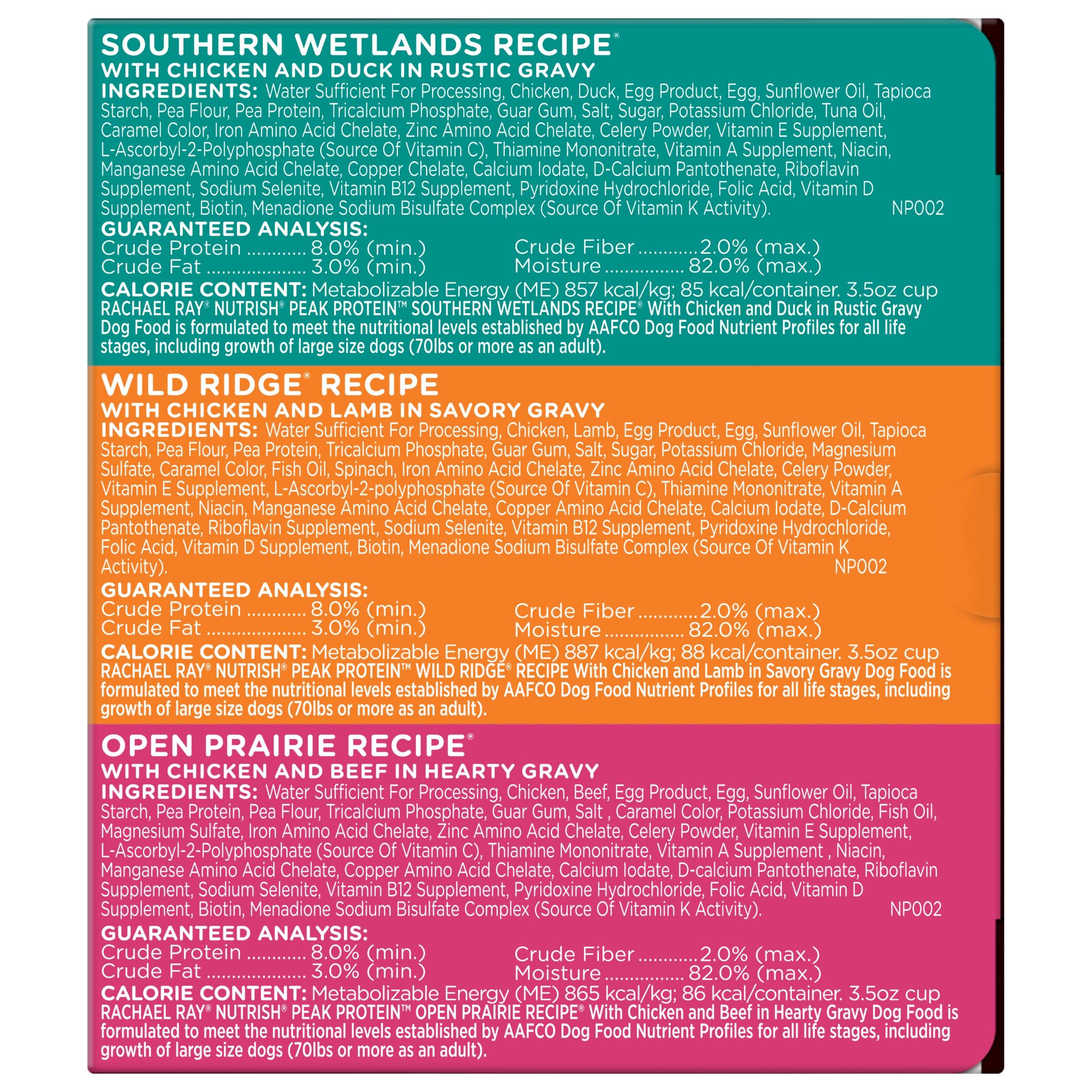 Nutrish Peak Protein Wet Dog Food Variety Pack, Grain Free, 3.5oz Cups, High Protein, Pack of 9