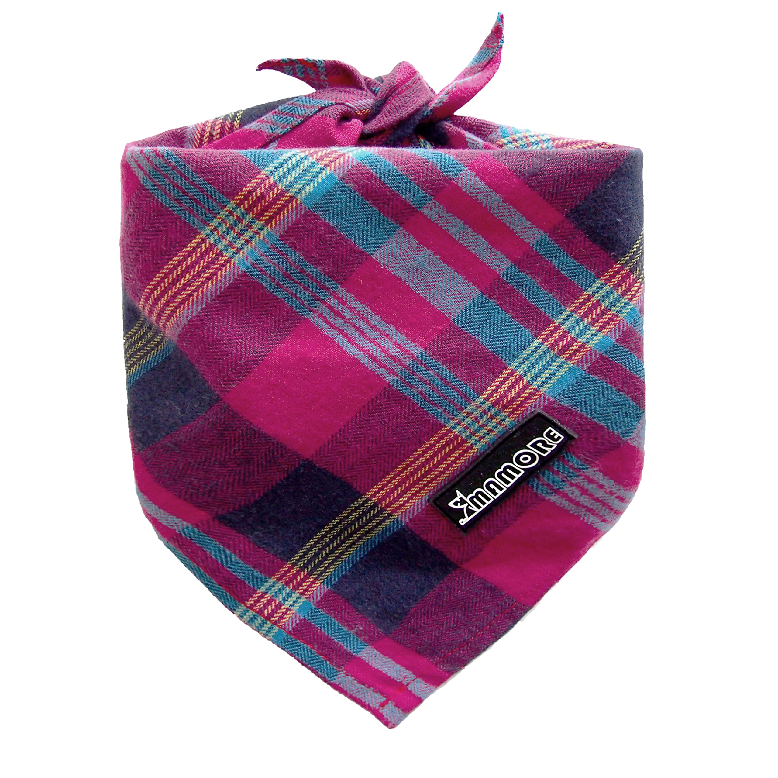 Adjustable Plaid Dog Bandanas,1Pc Soft Washable Cotton Triangle Bib Kerchief Scarfs For Small Medium Large Dogs And Cats (Fuchsi