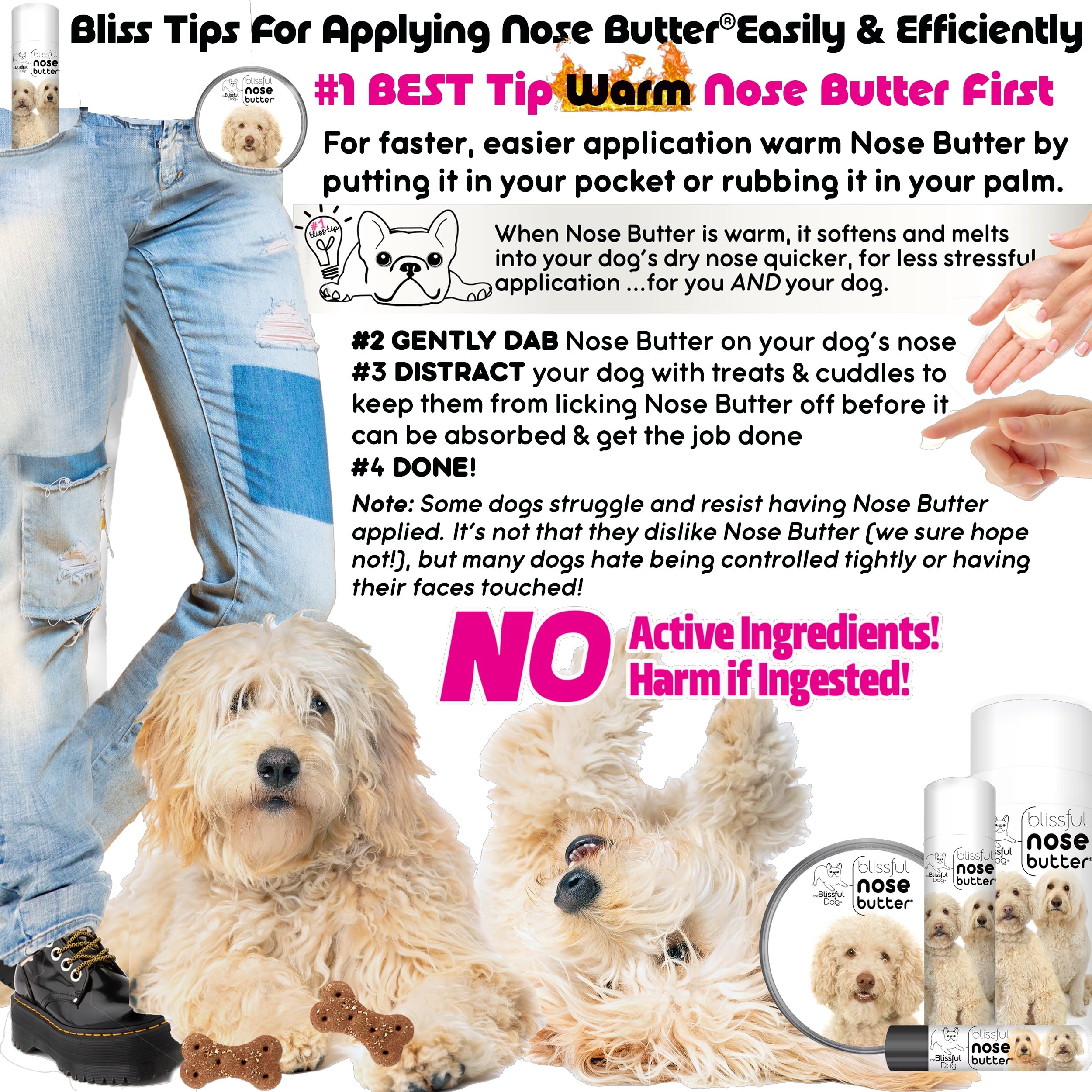 The Blissful Dog Goldendoodle Unscented Nose Butter - Dog Nose Butter, 8 Ounce