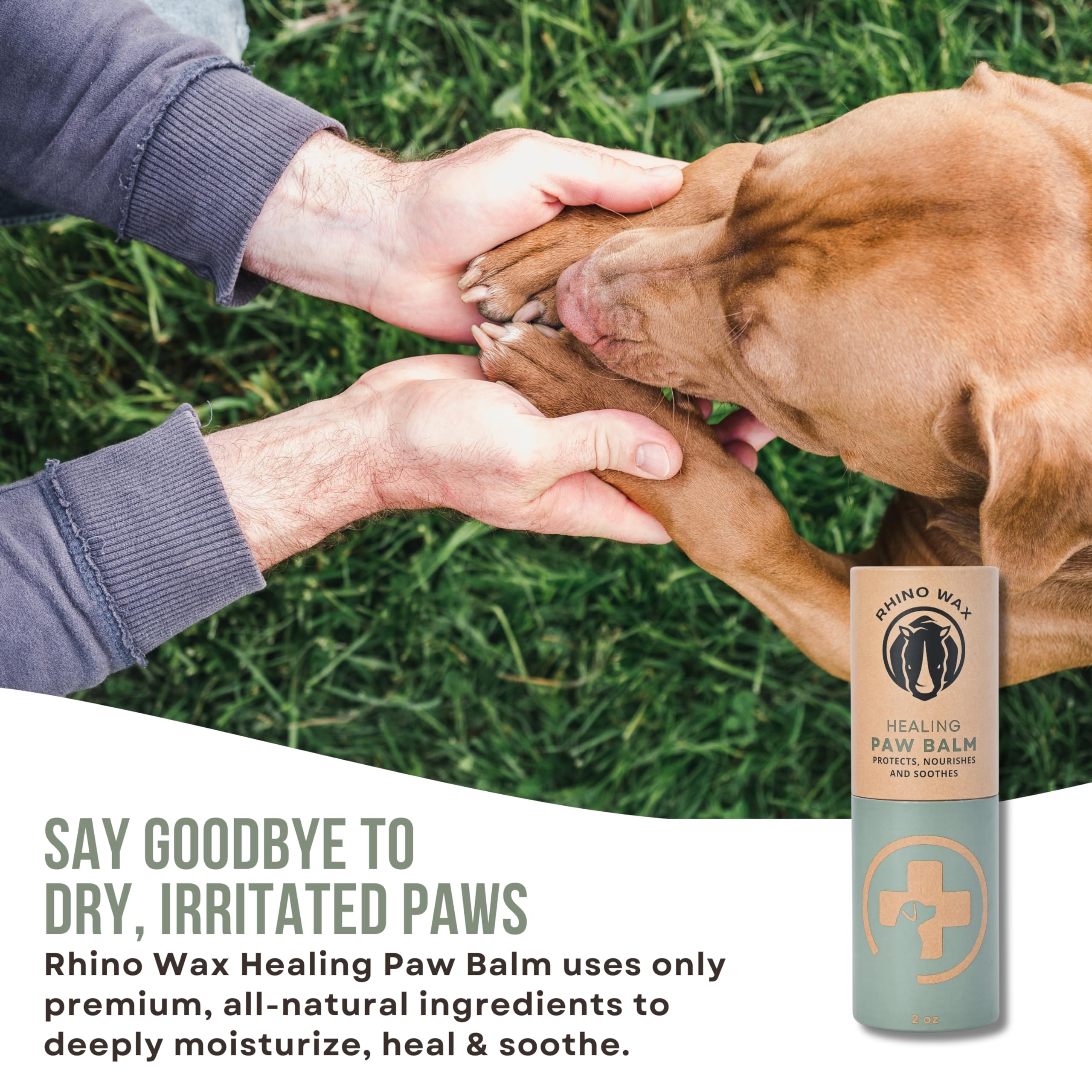 Rhino Wax - Dog Paw Street Wax And Healing Balm (2 Tubes + Cloth) - Protects Dogs Against Hot Pavement And Concrete - Pad Healer
