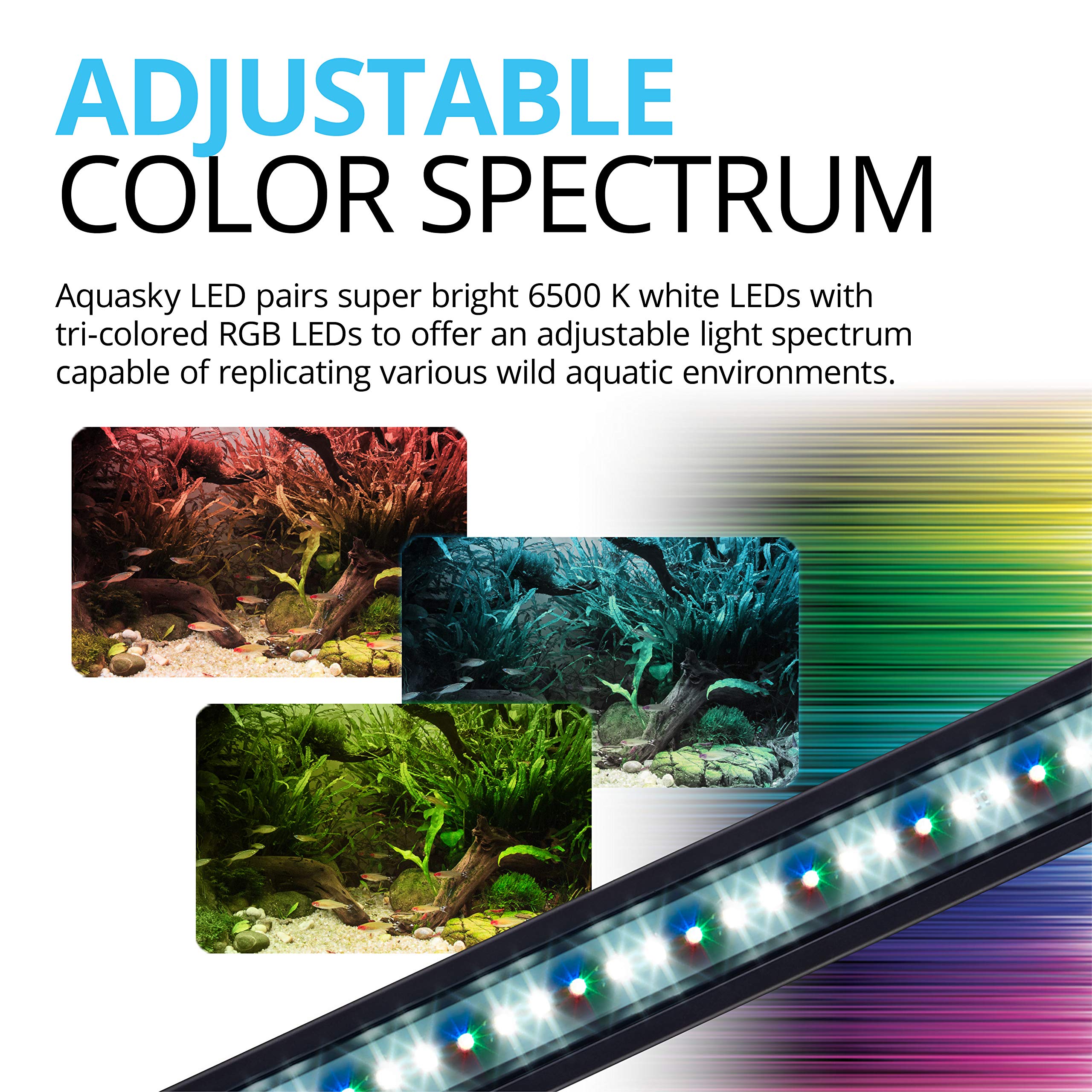 Fluval Aquasky 2.0 LED Aquarium Light, 18W, for 24-36 Inch Tanks, Plastic, RGB Colors, Model 14532