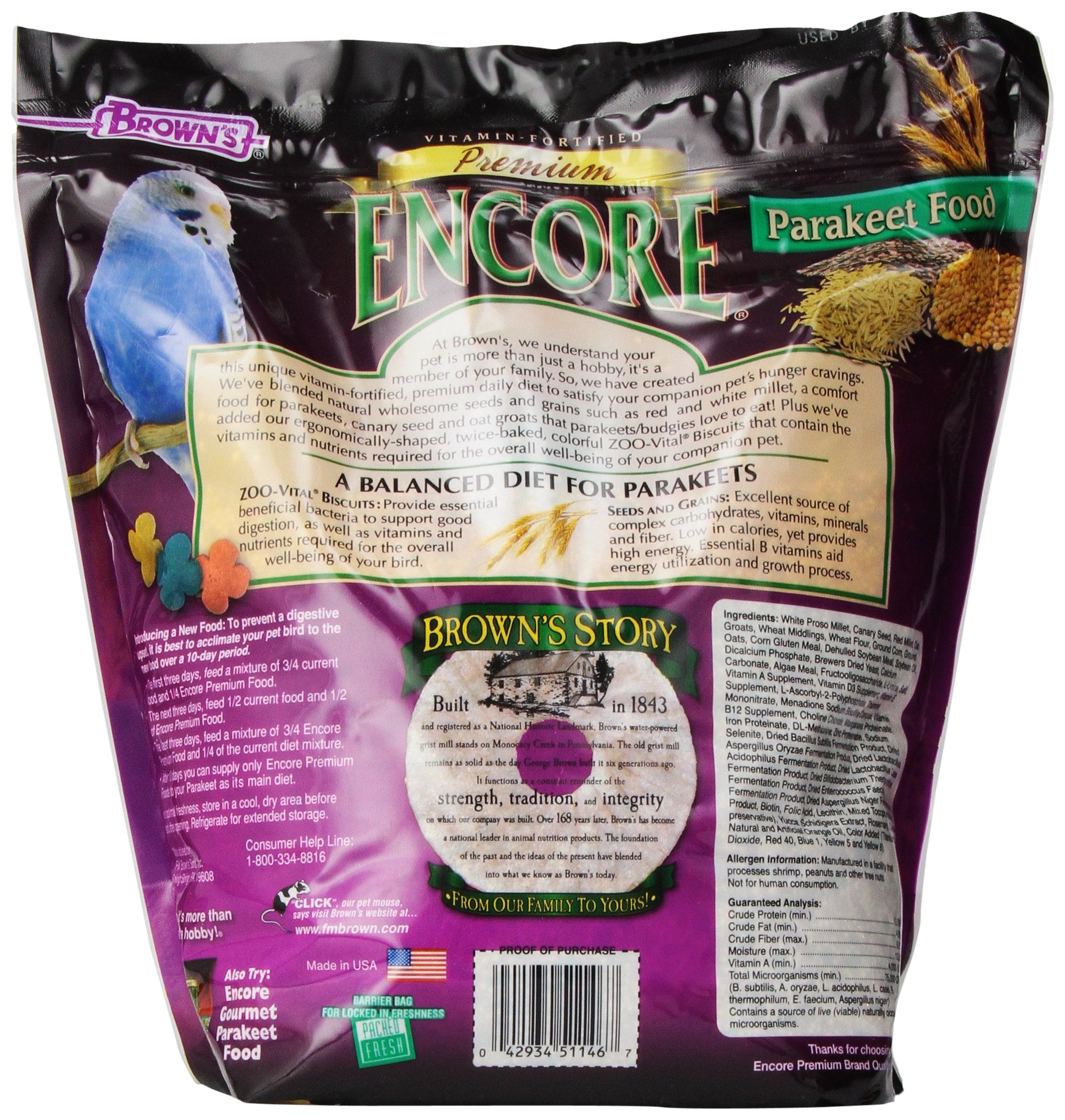 F.M. BrownS Encore Parakeet Food, 5-Pound