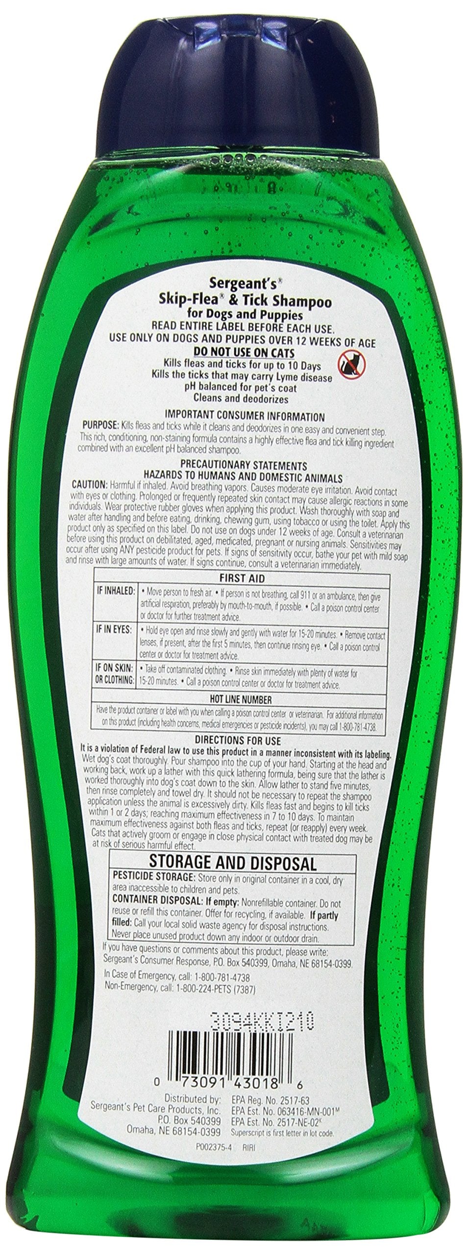 Sergeants Skip-Flea Flea And Tick Shampoo For Dogs Clean Cotton Scent