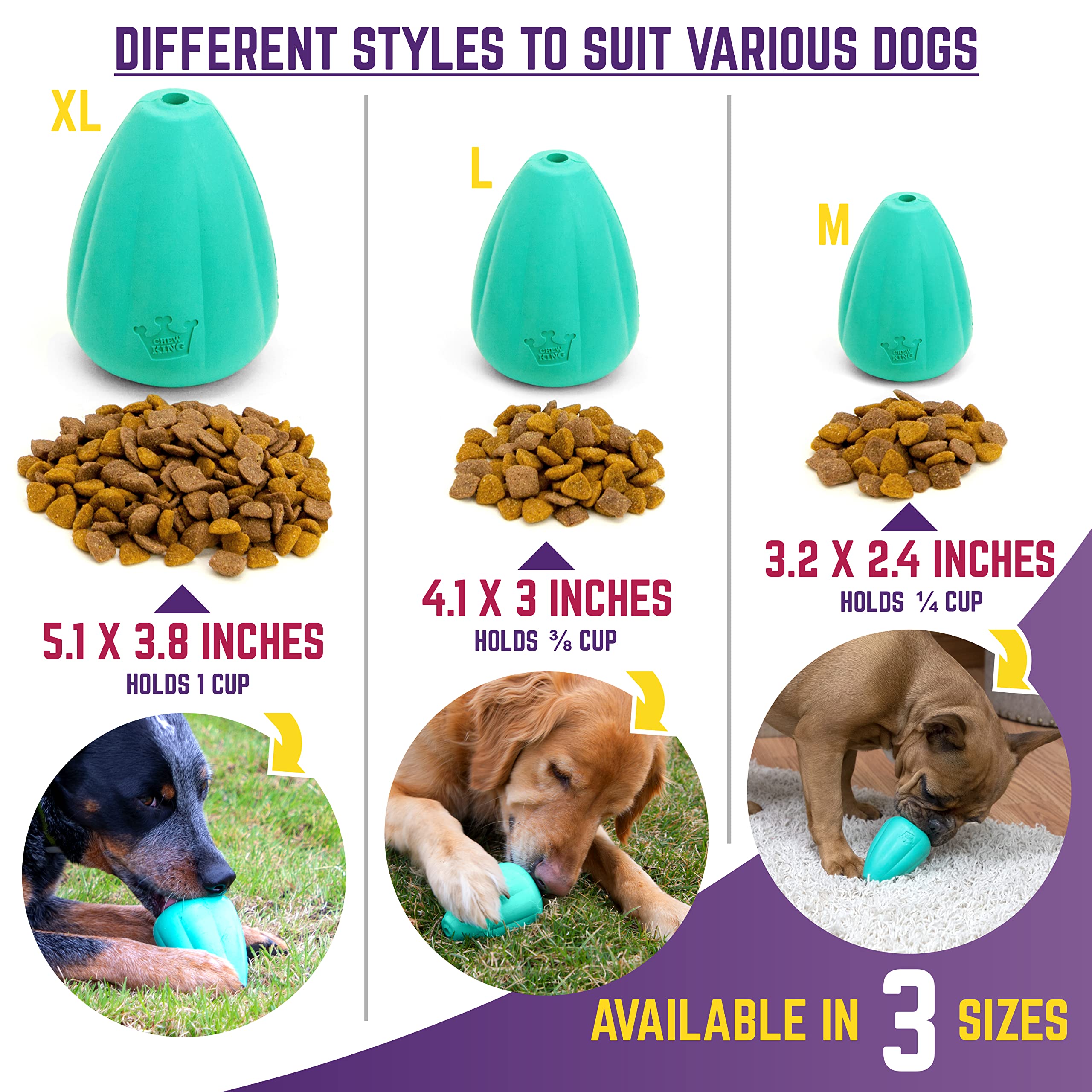 Chew King Premium Treat Dog Toy, L, Extremely Durable Natural Rubber Toy, Pack Of 2, All Breed Sizes