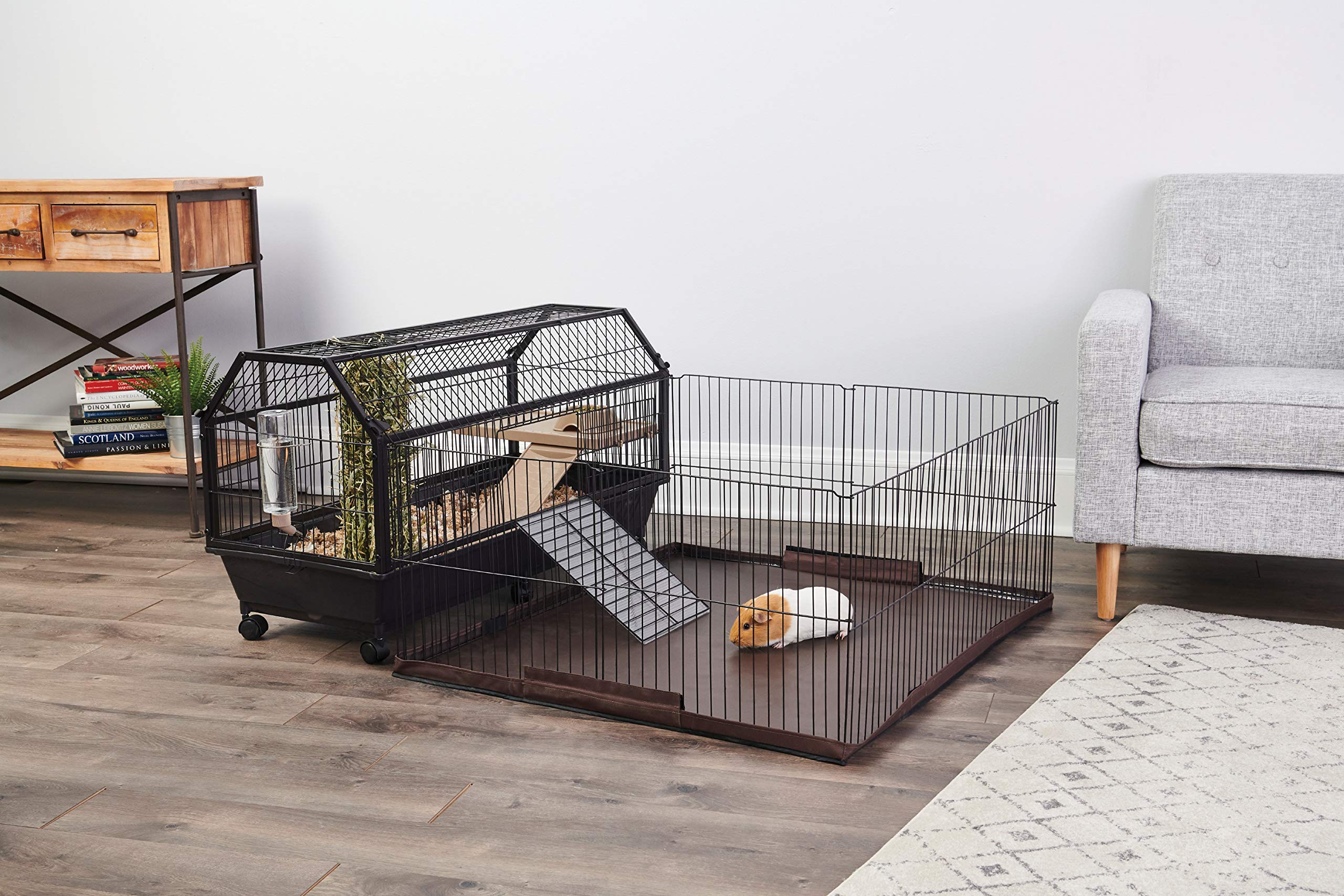 Oxbow Large Play Yard Leakproof Floor Cover for Rabbits & Guinea Pigs, Brown, Lined Canvas, Model 10933