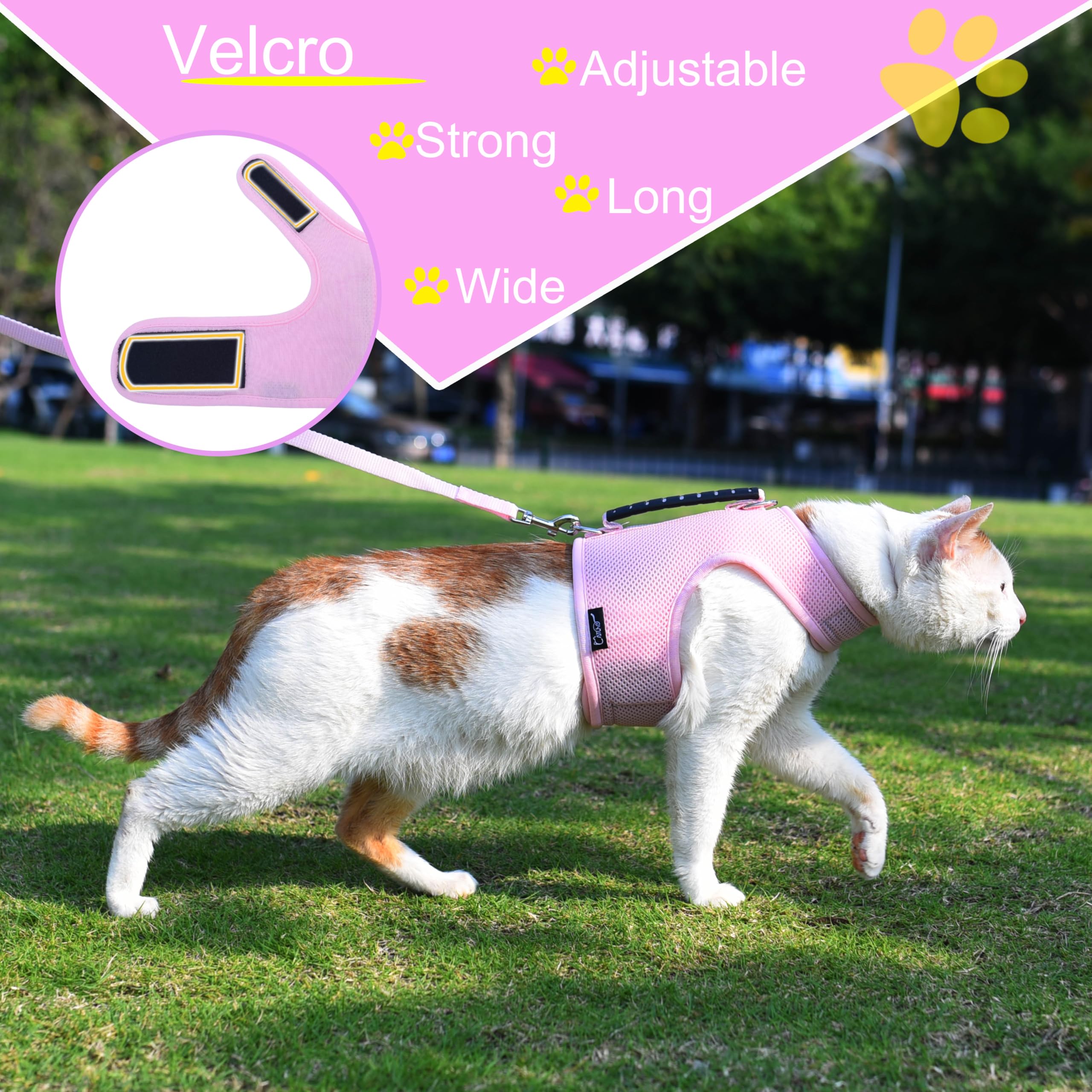 Cat Harness And Leash For Walking Escape Proof Breathable Mesh Fabric, Solid Pink, Xx-Large, Adjustable Cat Walking Jackets With