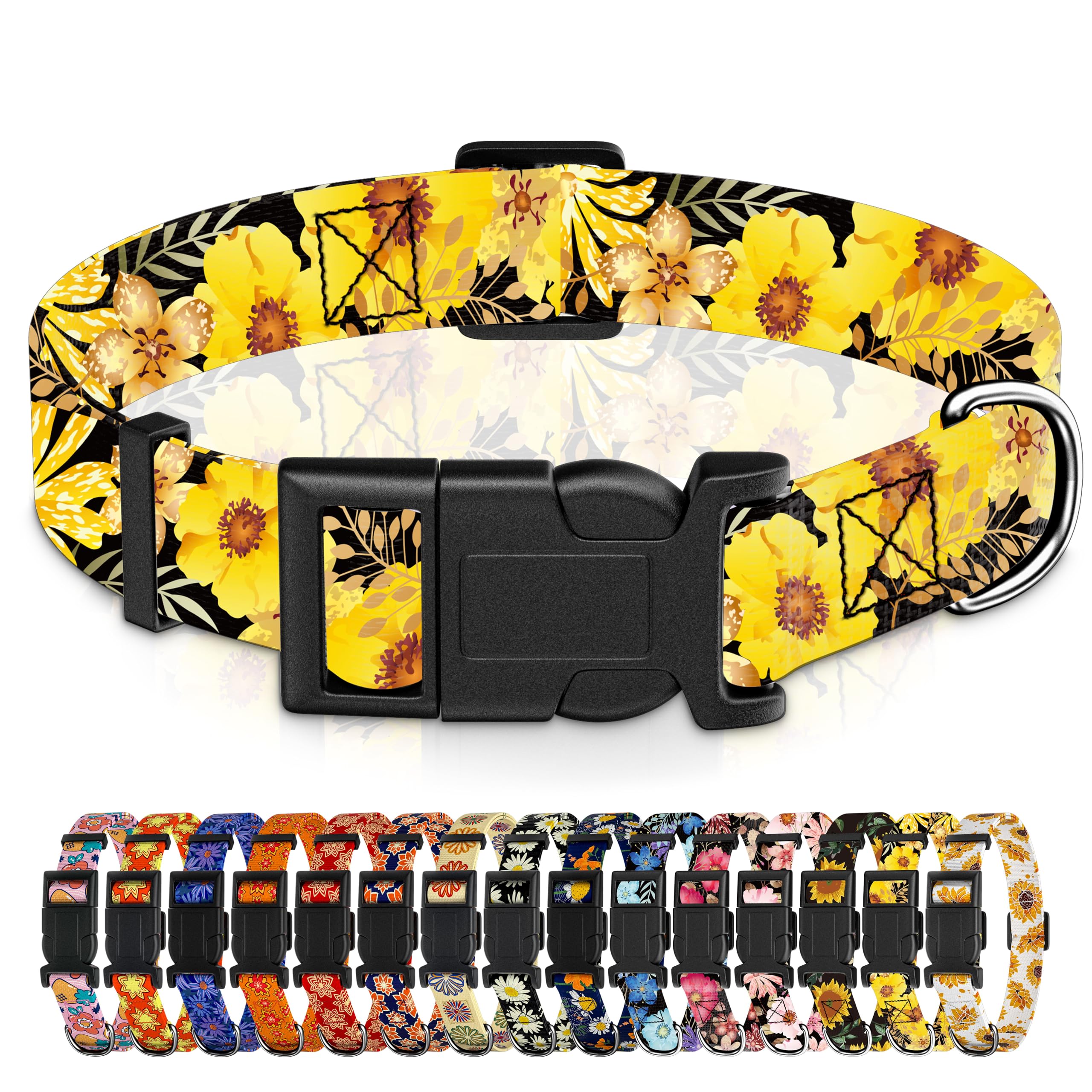 Seyezo Puppy Collar For Small, Medium, Large Dogs - Soft Floral Pattern With Safety Buckle For Boys, Girls