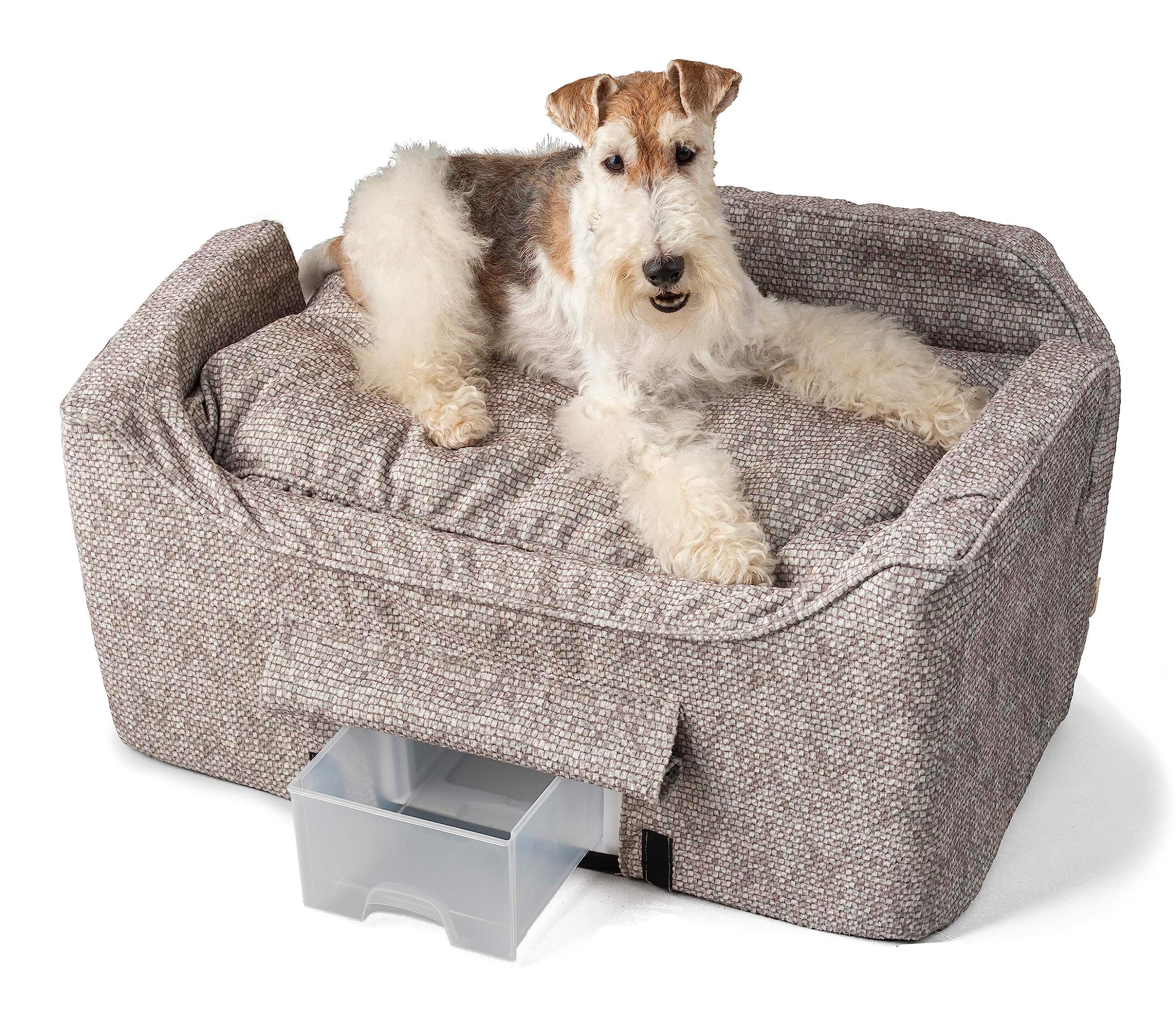 Snoozer Lookout II Dog Booster Seat: Medium/Large, Merlin Linen, Washable Cover, Helps Car Sickness