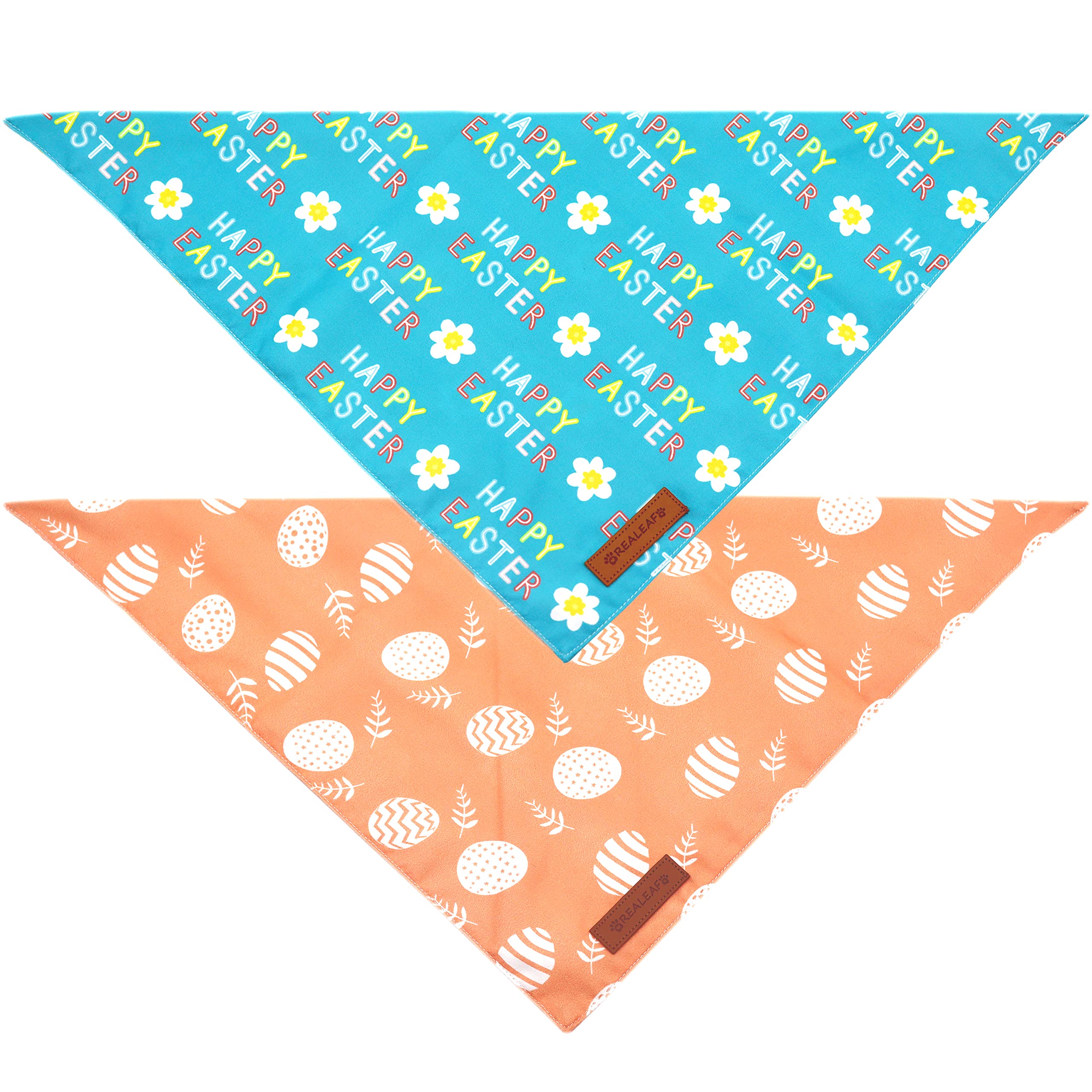 Realeaf Happy Easter Dog Bandanas 2 Pack, Reversible Pet Scarf For Boy And Girl, Premium Durable Fabric, Holiday Bandana For Small Medium Large And Extra Large Dogs (X-Large)