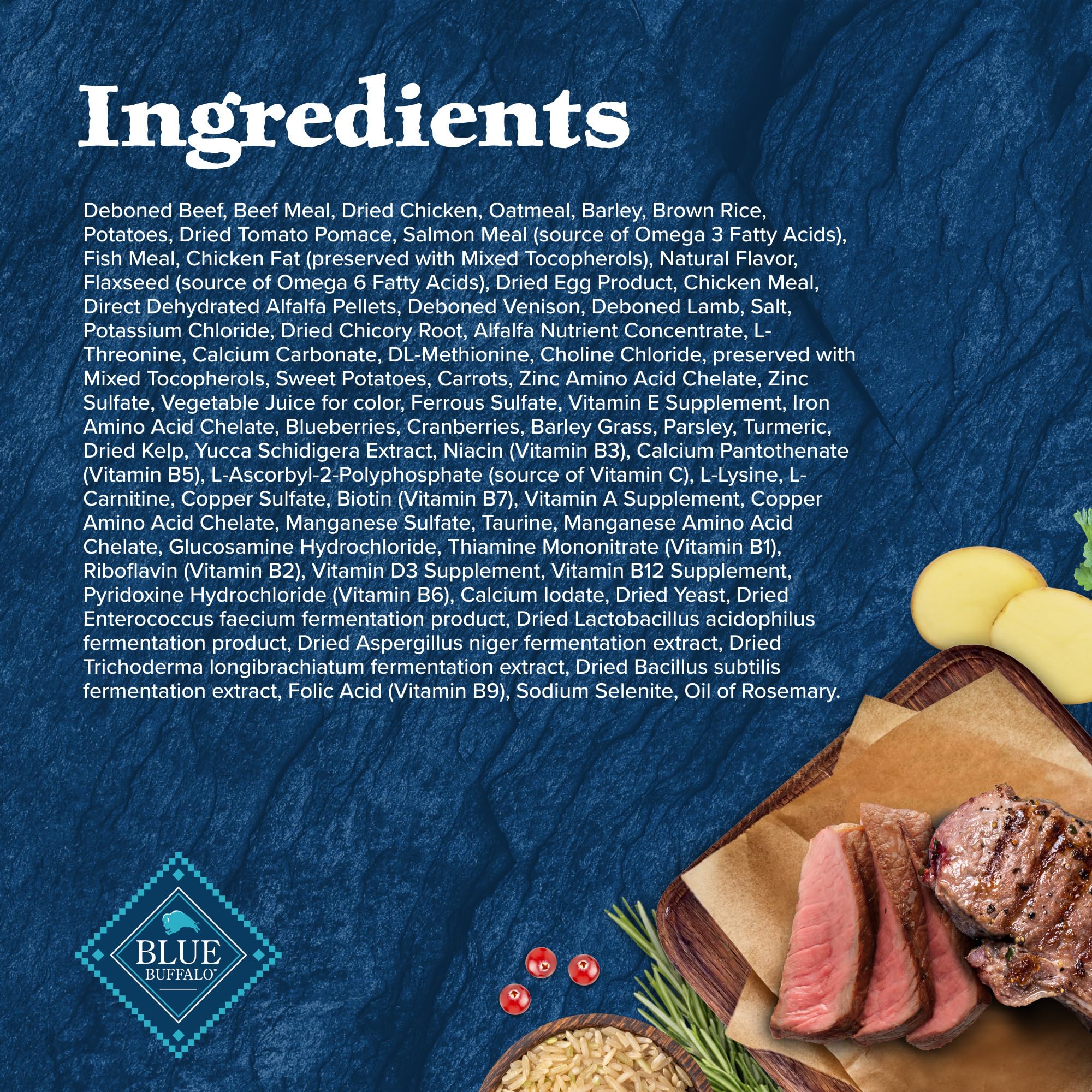 Blue Buffalo Wilderness Rocky Mountain High-Protein Adult Dry Dog Food Wholesome Grains Red Meat, 24lb. Bag
