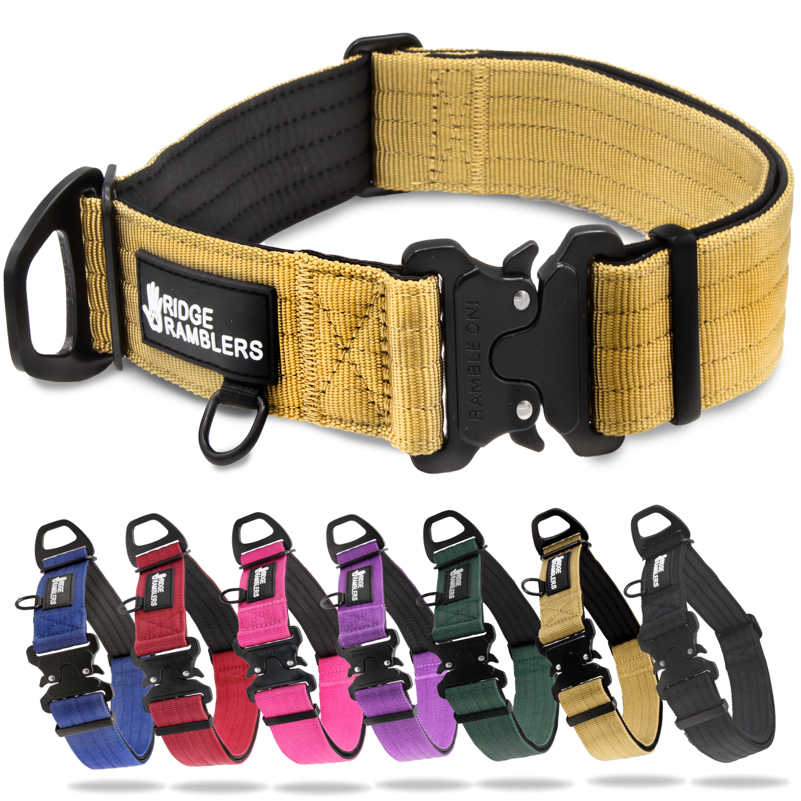 Ridge Ramblers Premium Heavy Duty Dog Collar With Quick Release Metal Buckle - 1.5In Wide Military Grade Tactical Dog Collar Wit