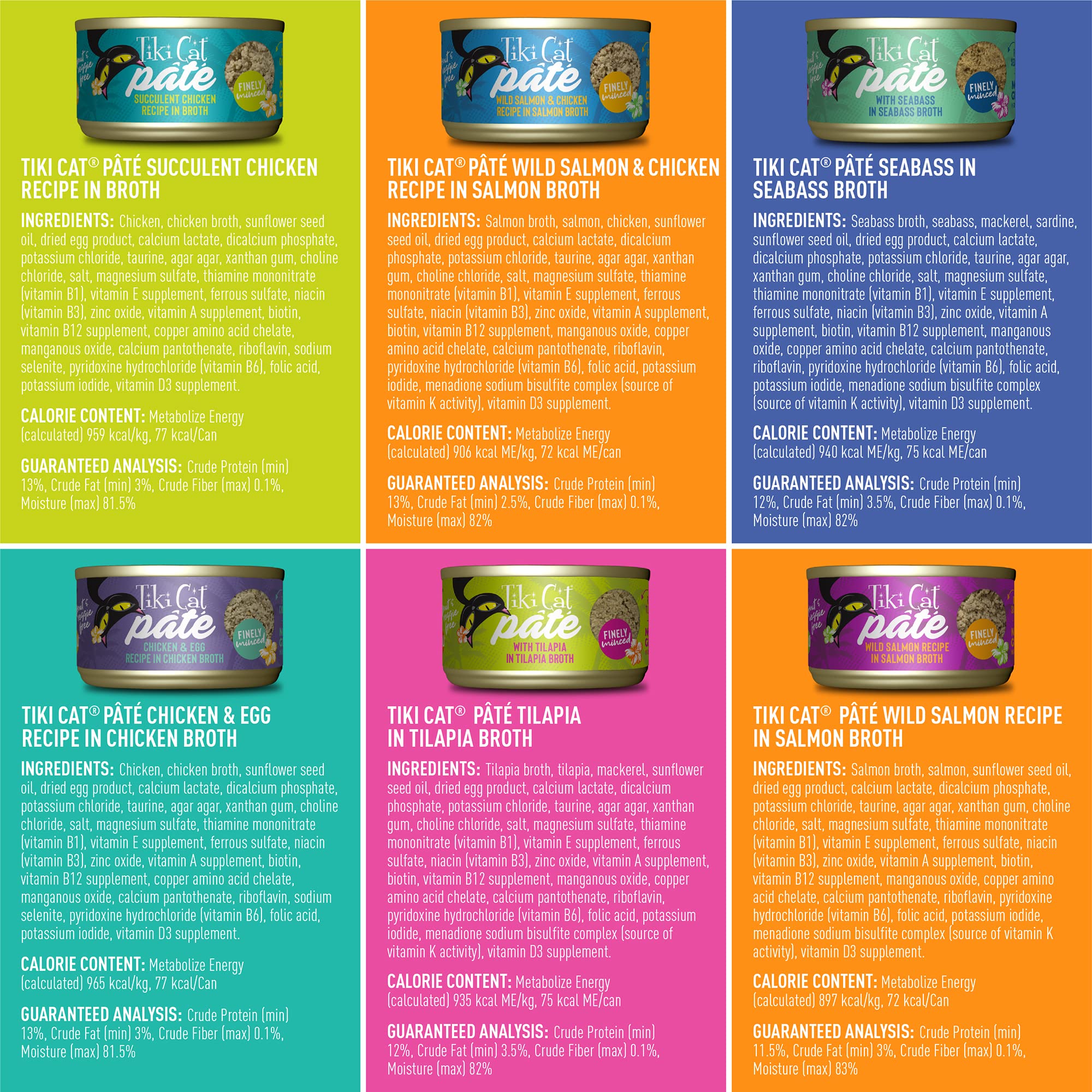 Tiki Cat Luau Pt   Variety Pack, Succulent Combinations of Real Protein, Grain-Free Balanced Nutrition Wet Canned Cat Food, for