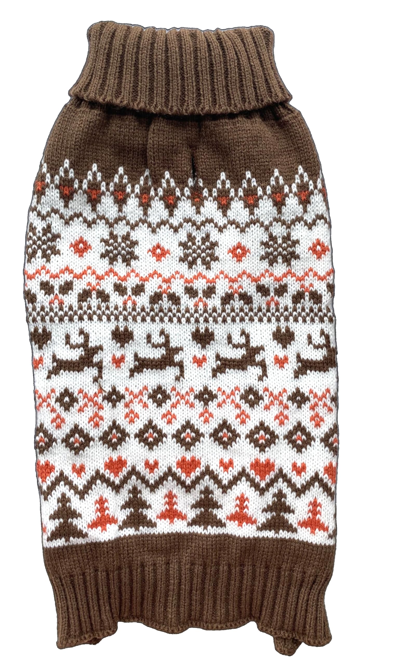 Turtleneck Pet Clothes Christmas Sweater For Dogs, Holly Ugly Knit Reindeer Holiday Dog Sweaters Brown Medium M Size Back Length