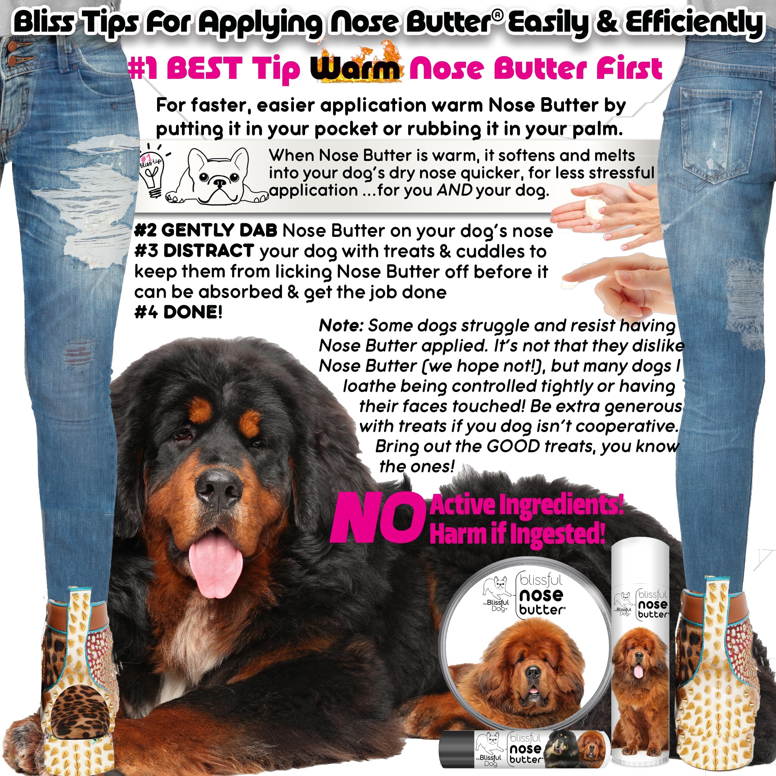 The Blissful Dog Tibetan Mastiff Unscented Nose Butter - Dog Nose Butter, 4 Ounce