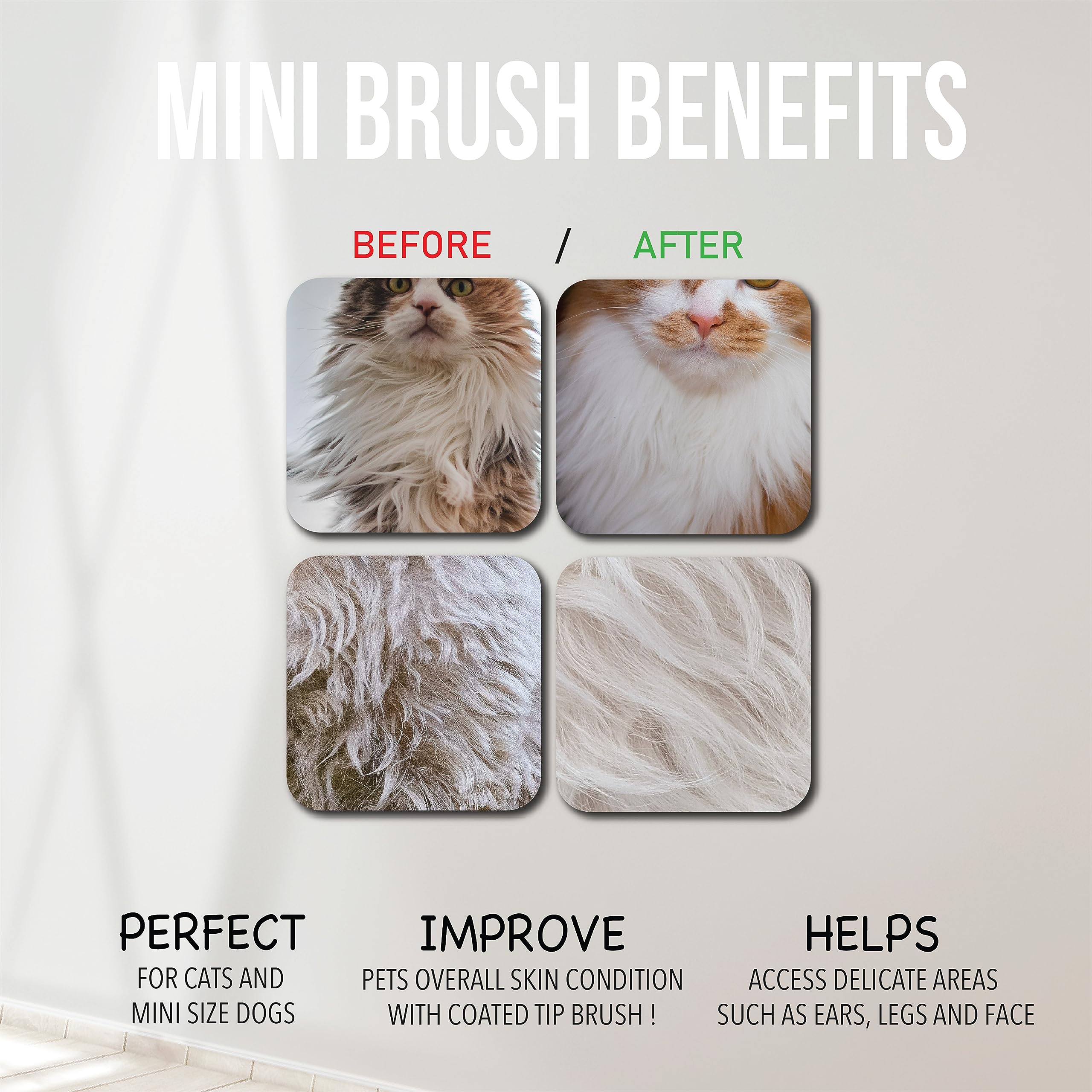 Bixy Pixy Mini Brush For Dogs And Cats - Coated Tips Massage Skin - Long Pins Remove Mats, Tangles In Long And Poodle Fur