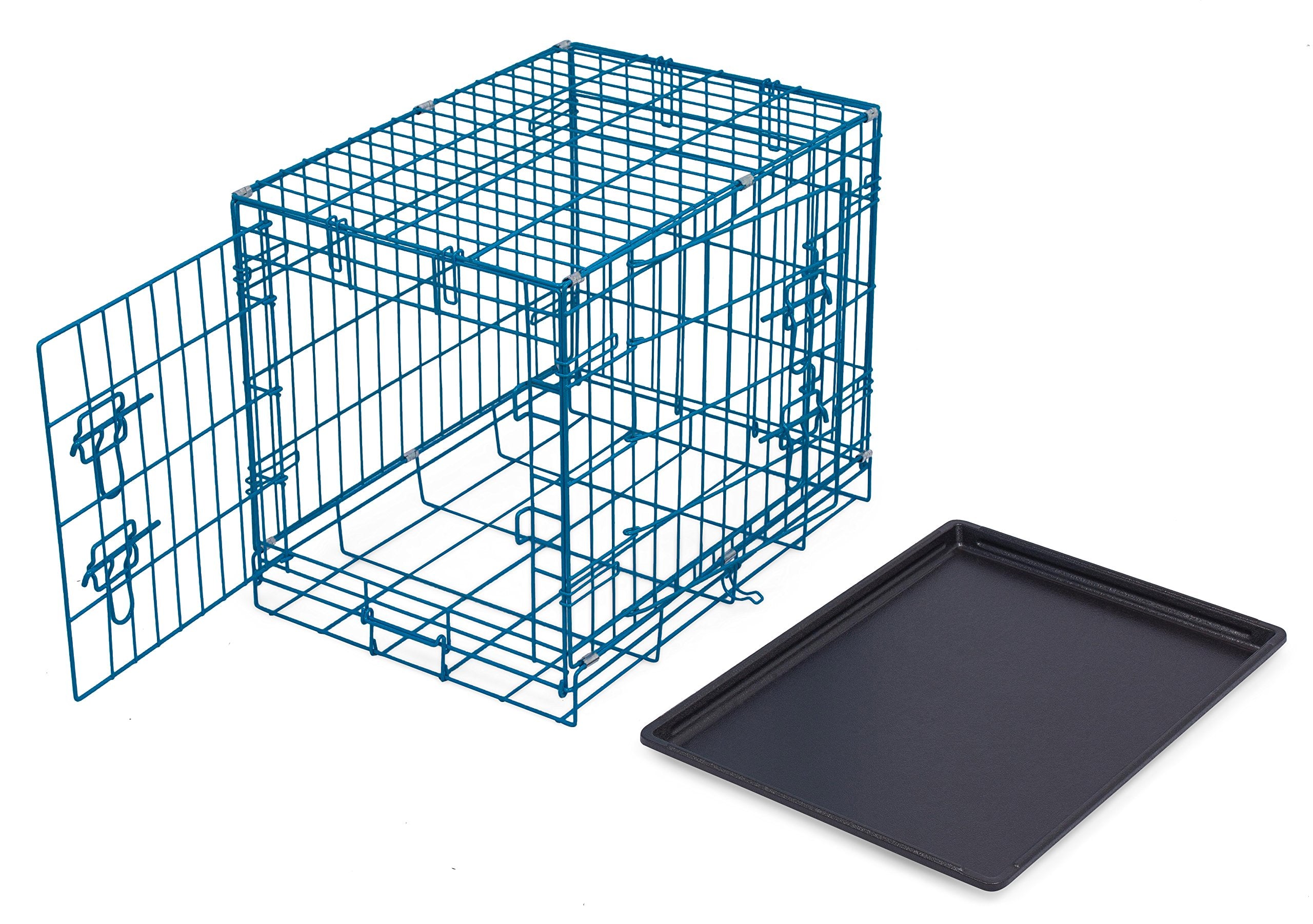 Internet's Best Double Door Steel Dog Crate, 24" Small, Collapsible, Blue, Alloy Steel