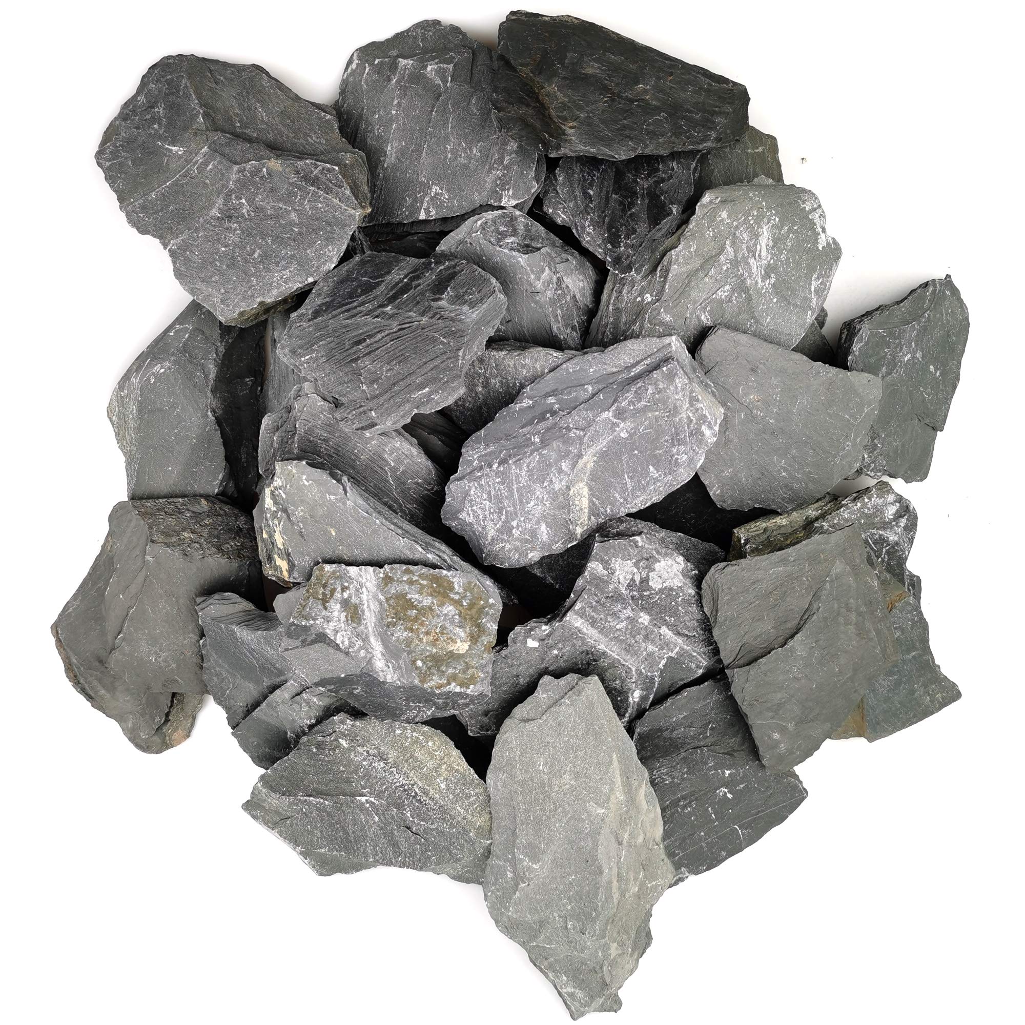 Voulosimi Natural Slate Rocks 3 To 5 Inch Ph Neutral Stone Perfect Rocks For Aquariums, Landscaping Model,Tank Decoration,Amphibian Enclosures（10 Lbs）