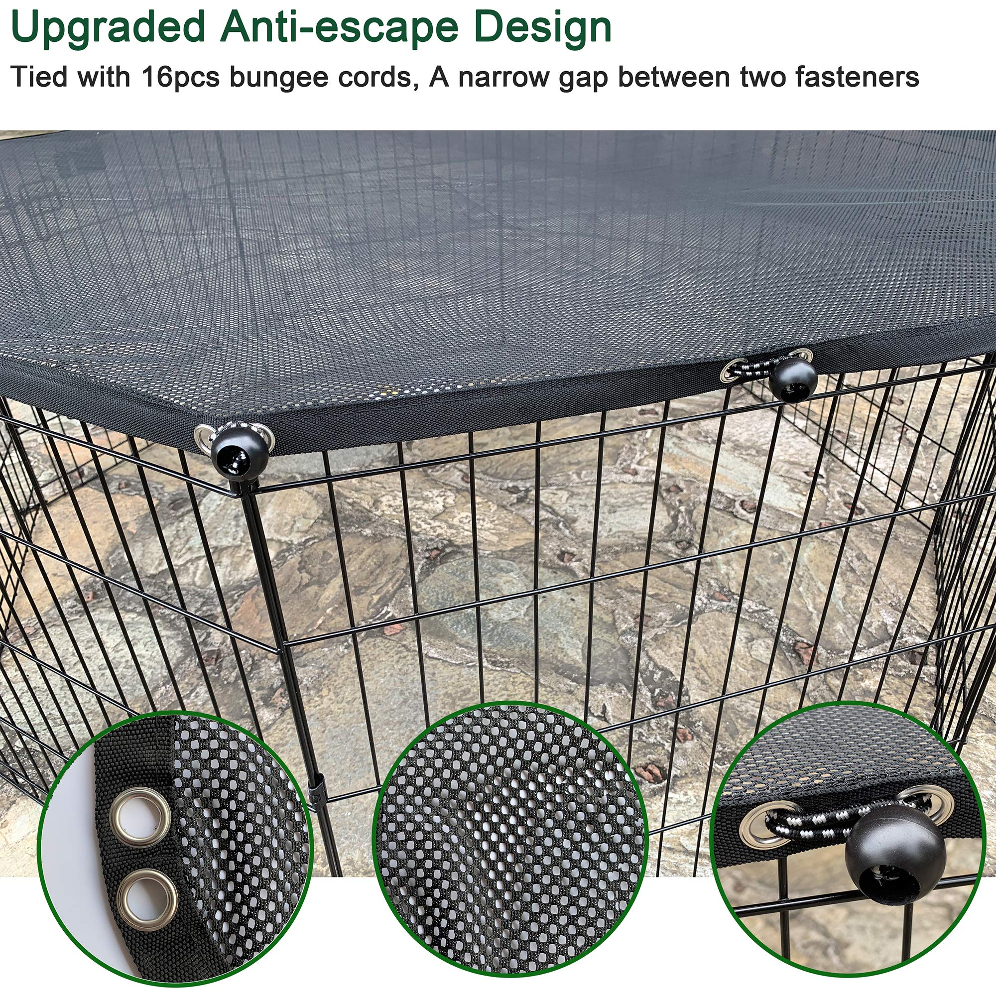 YGCASE Universal Dog Playpen Top Cover - Polyester, Fits 24" Wide Pen, Black/Grey/Silver, Provides Shade & Security for Indoor/Outdoor Use