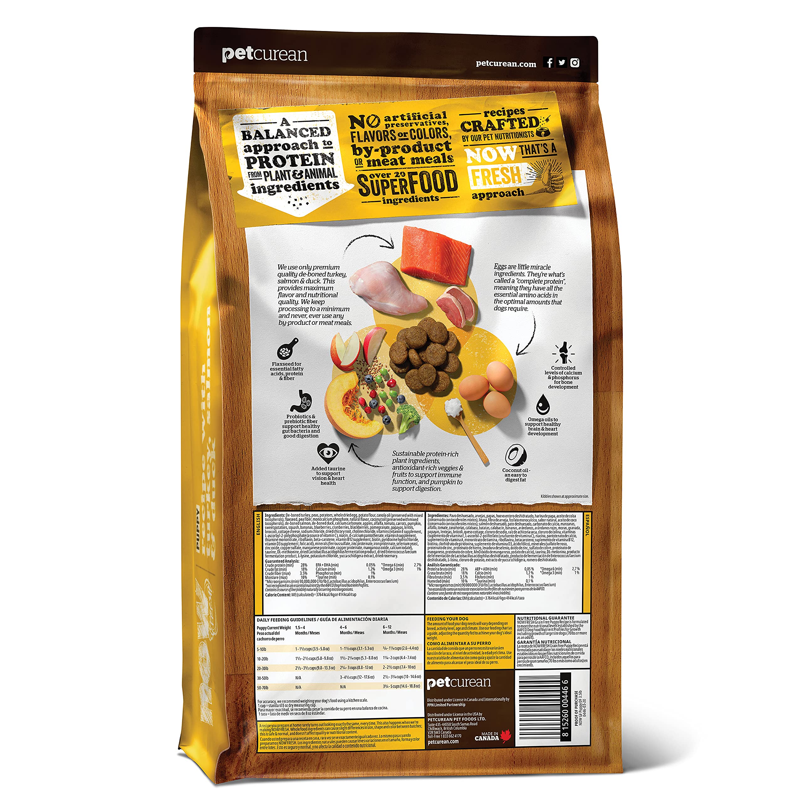 Now Fresh Grain-Free, Dry Dog Food, Real Meat and Fish, Turkey, Salmon and Duck Puppy Recipe, All Breed Size, 22 lb Bag