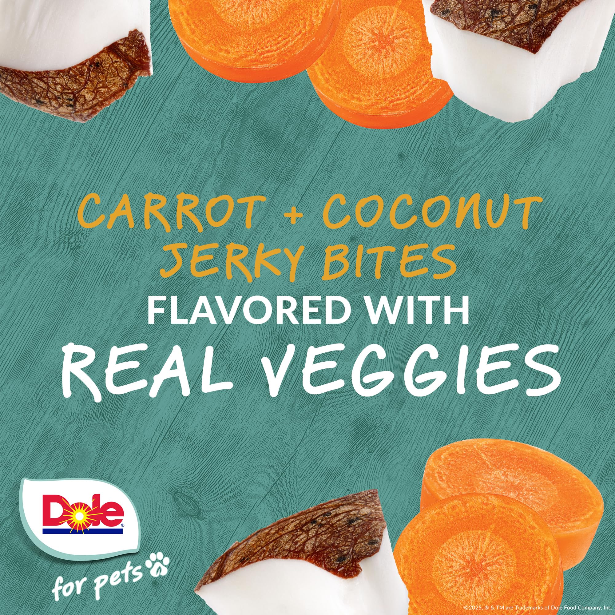Dole for Pets Fruit Jerky Bites Dog Treats, Carrot and Coconut, 6oz |Flavored with Real Fruit and Vegetables, No Wheat, Corn, So