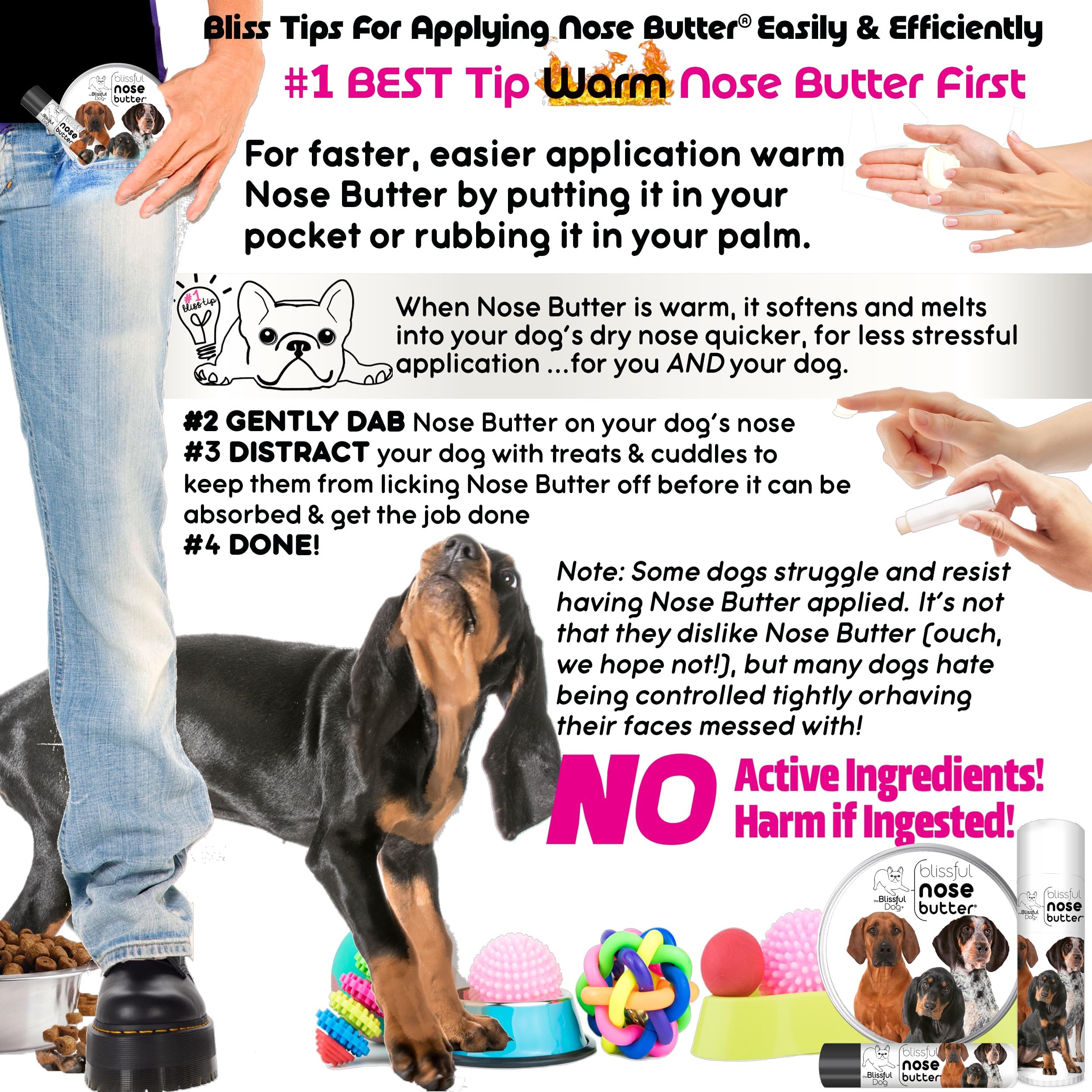 The Blissful Dog Coonhound Unscented Nose Butter, 4-Ounce