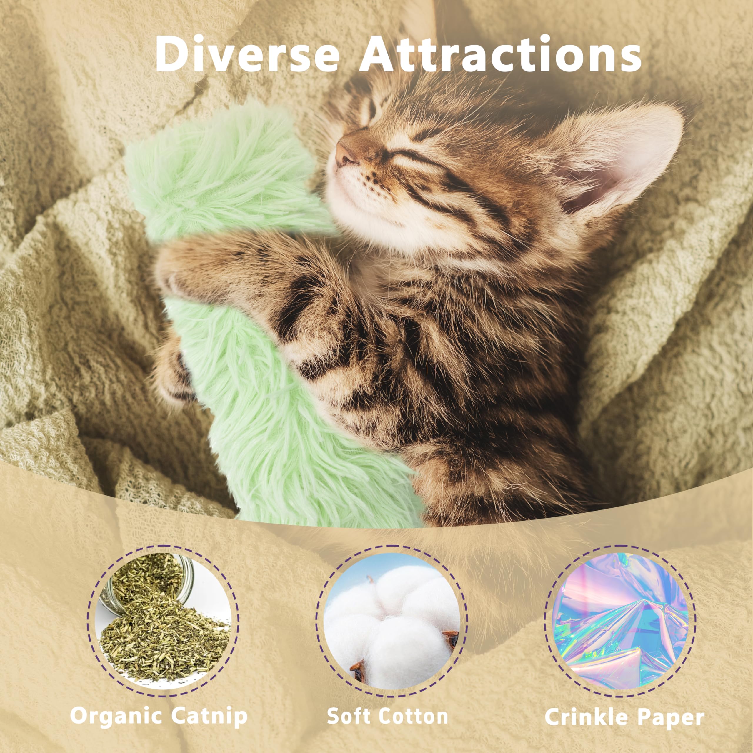 Maiiu 3 Pack Catnip Pillows - Soft And Durable Interactive Cat Kicker Toys With Crinkle Sound For Indoor Companion (Gray Set)