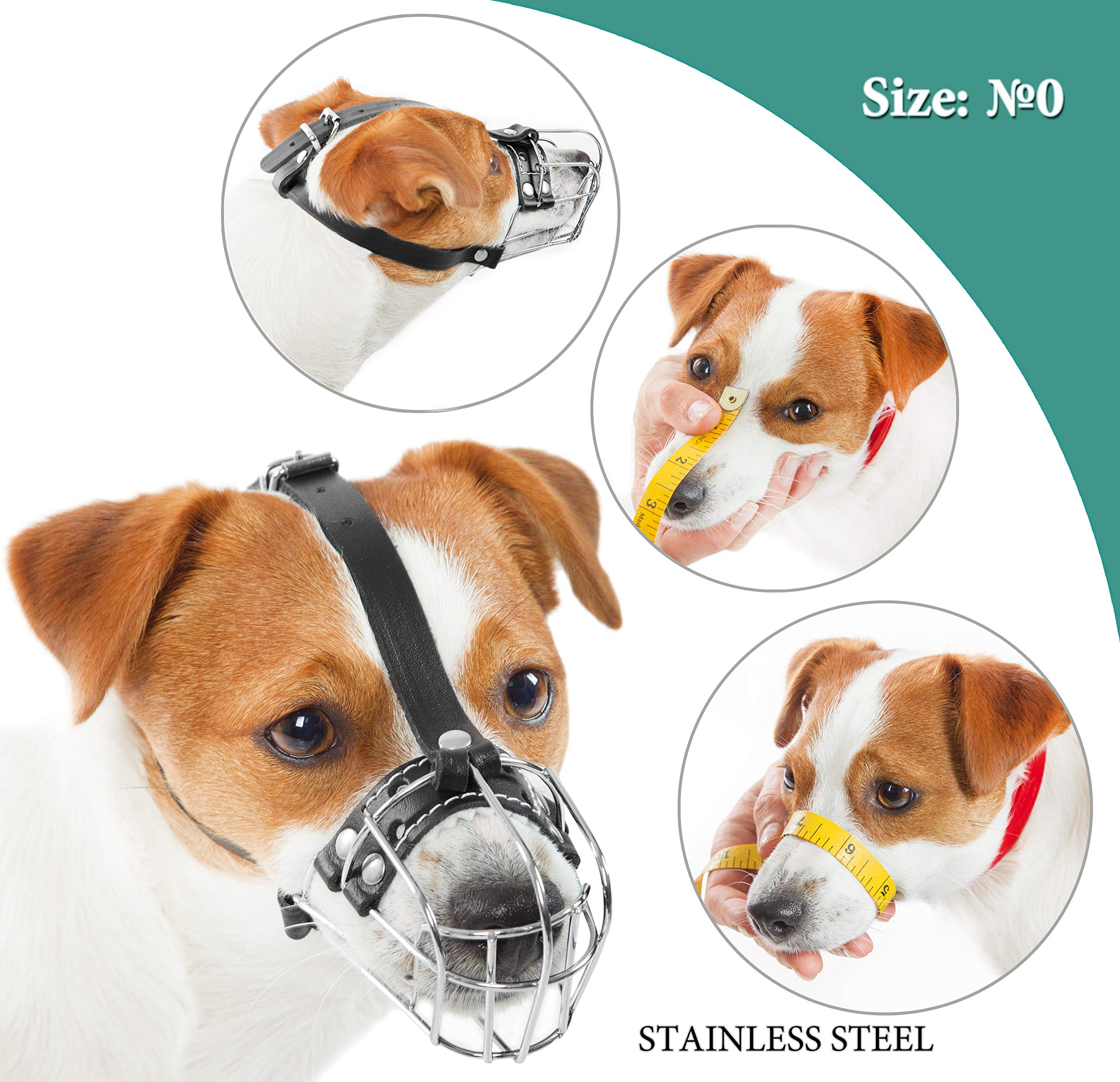 Dog Chrome Metal Muzzles Wire Basket Adjustable Leather Straps (?6) Circumference Is 13-13.8 In, Length Is 3.9-4.3 In - Dog Muzz