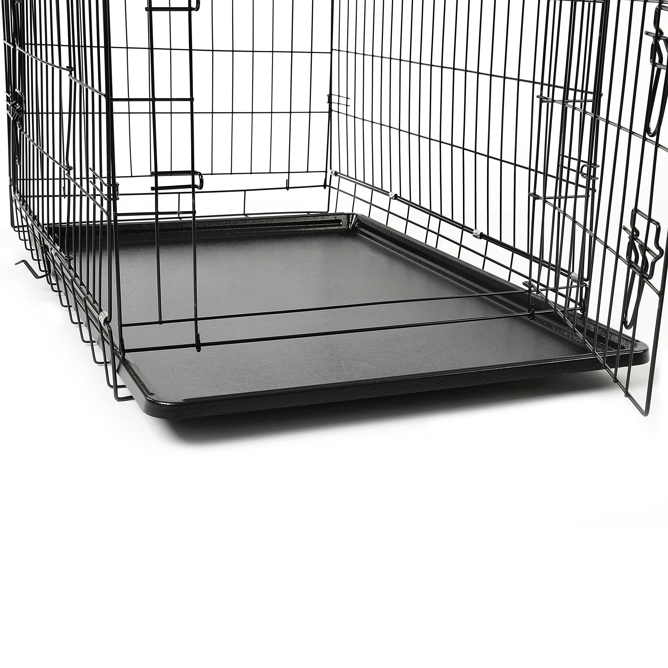 Tresko Dog Cage 91 X 58 X 64 Cm Foldable With 2 Doors Transport Cage Car Dog Box With Base Tray Transport Box Wire Cage