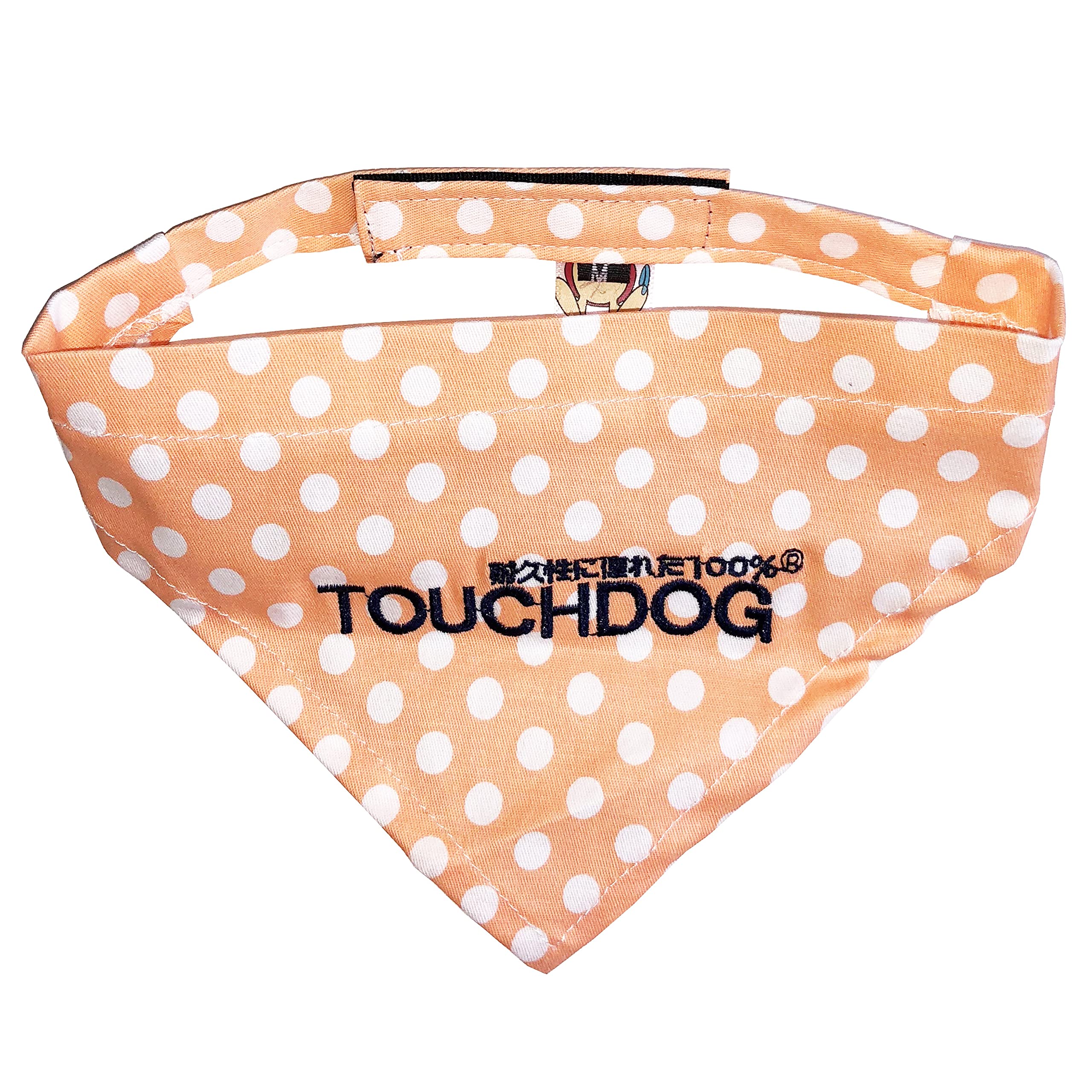 Touchdog Bad-to-the-Bone Polka Patterned Fashionable Velcro Bandana, Large, Orange