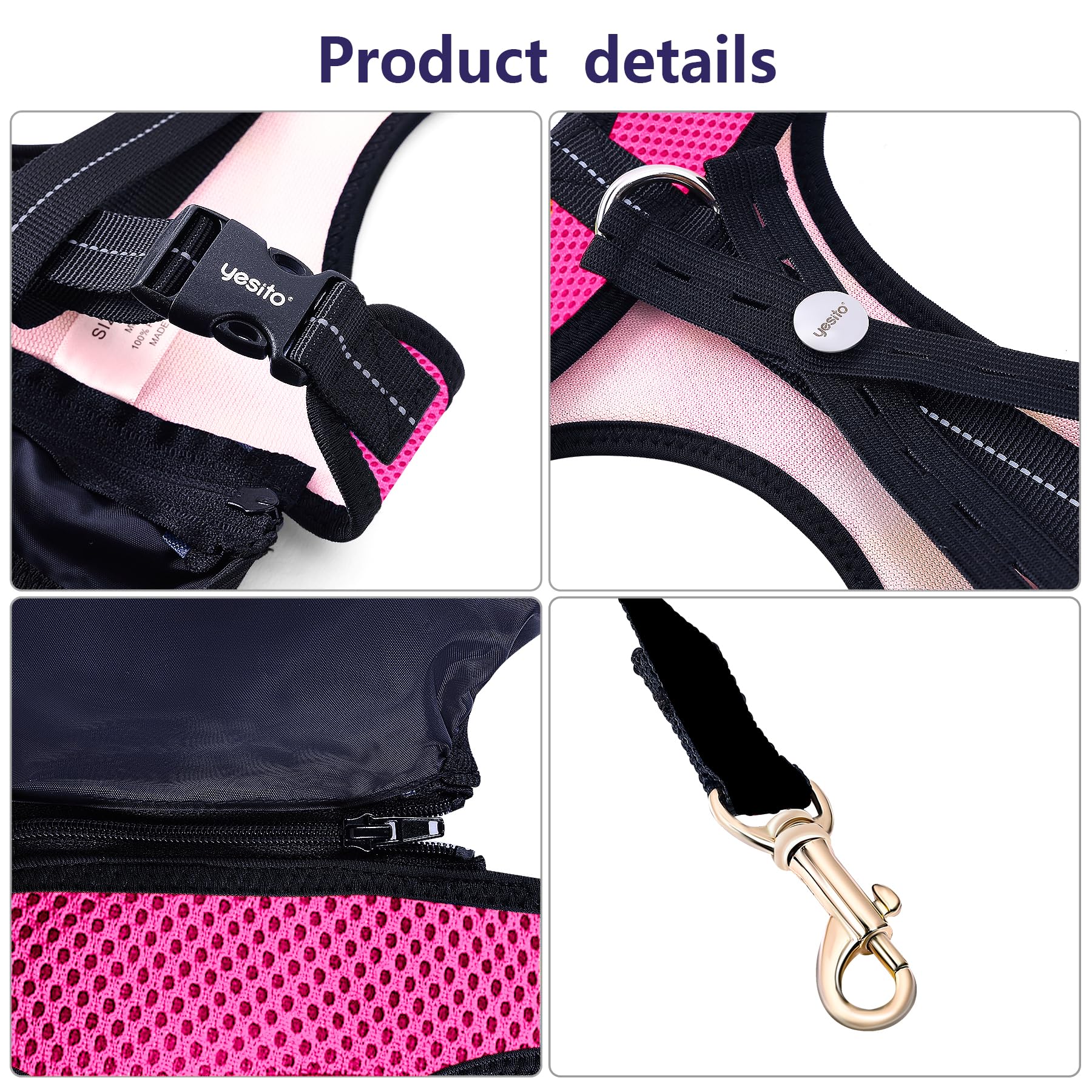 Yesito Chicken Harness with 6ft Belt, Comfortable & Breathable, Small Size for Chickens/Ducks/Geese, Green & Pink