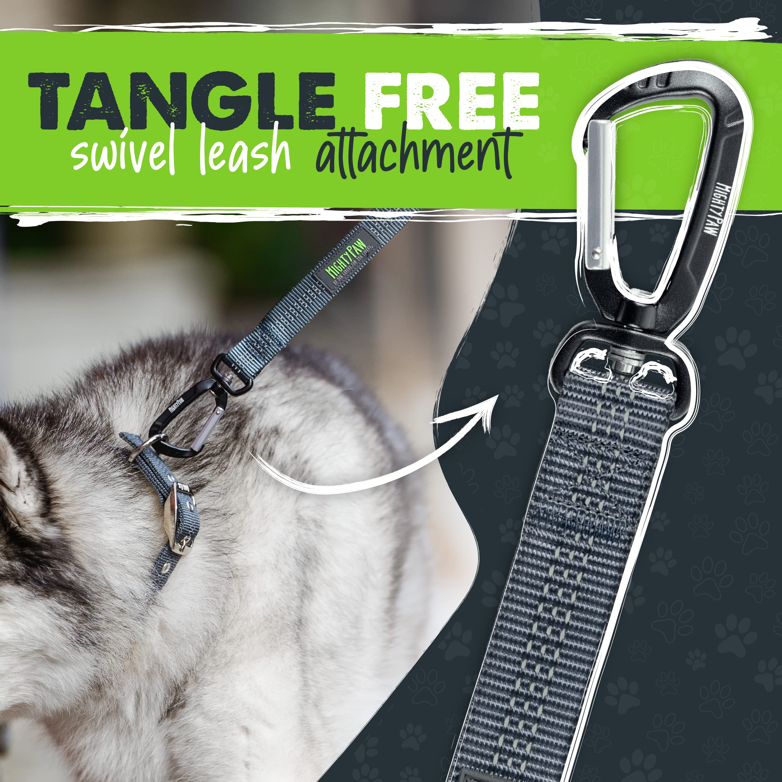 Mighty Paw Short Leash, Traffic Handle Dog Leash, Premium Quality Dog Lead With Padded Handle (18 In, Grey)