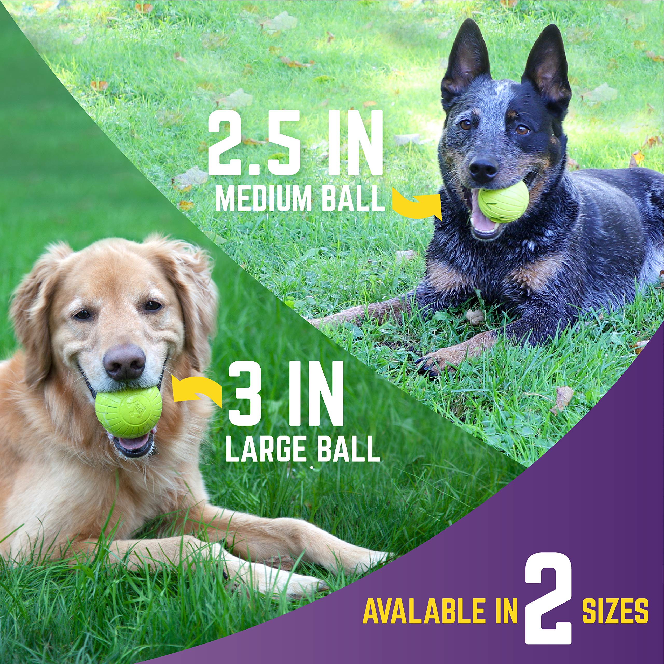 Chew King Supreme Rubber Fetch Balls - Extremely Durable Natural Rubber Toy, 2.5 Inch, Yellow (Cm-10066-Cs01), 2.5'' (Medium)