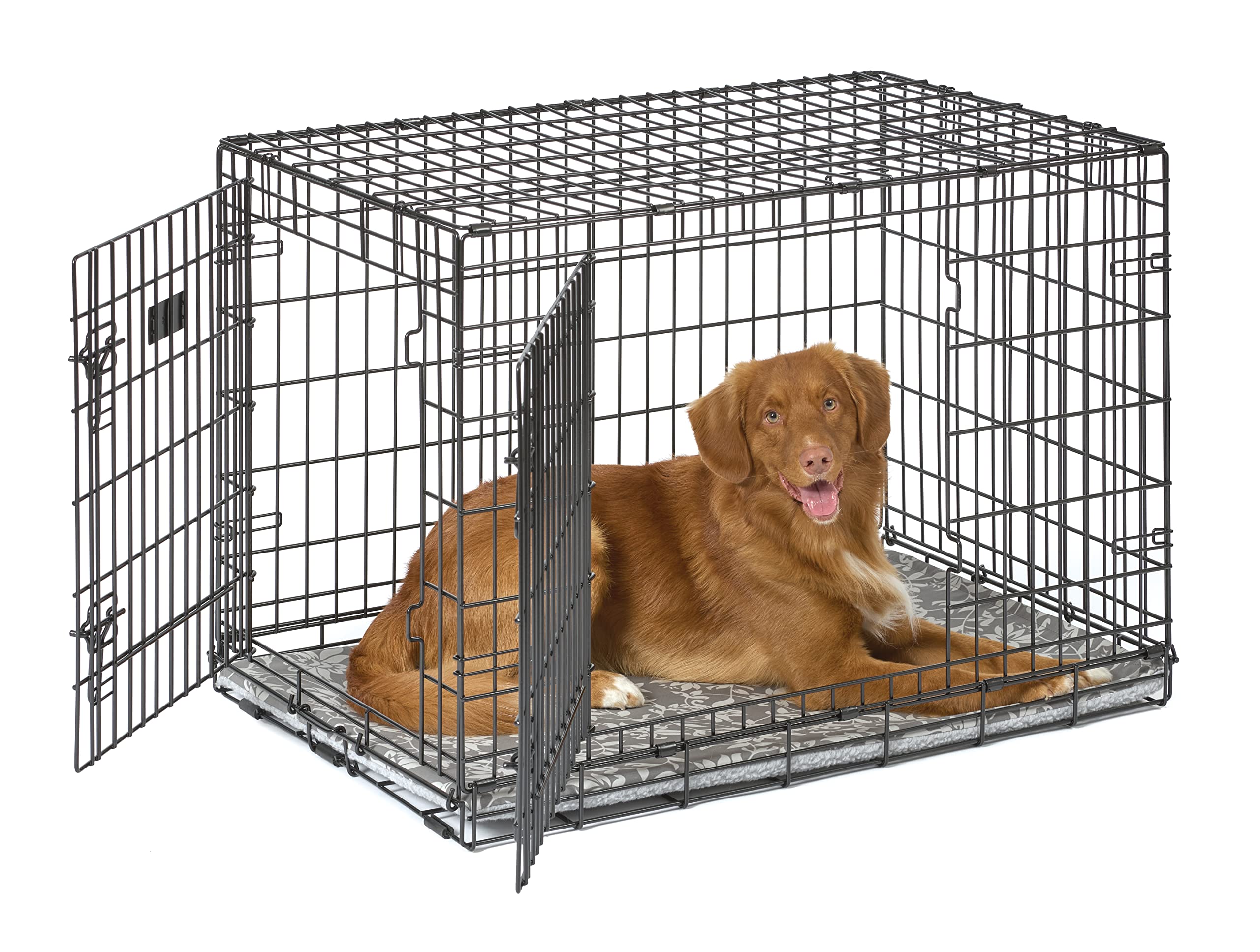 Midwest Homes For Pets Quiet Time Reversible Crate Pan Cover 36' Gray Floral/Fleece