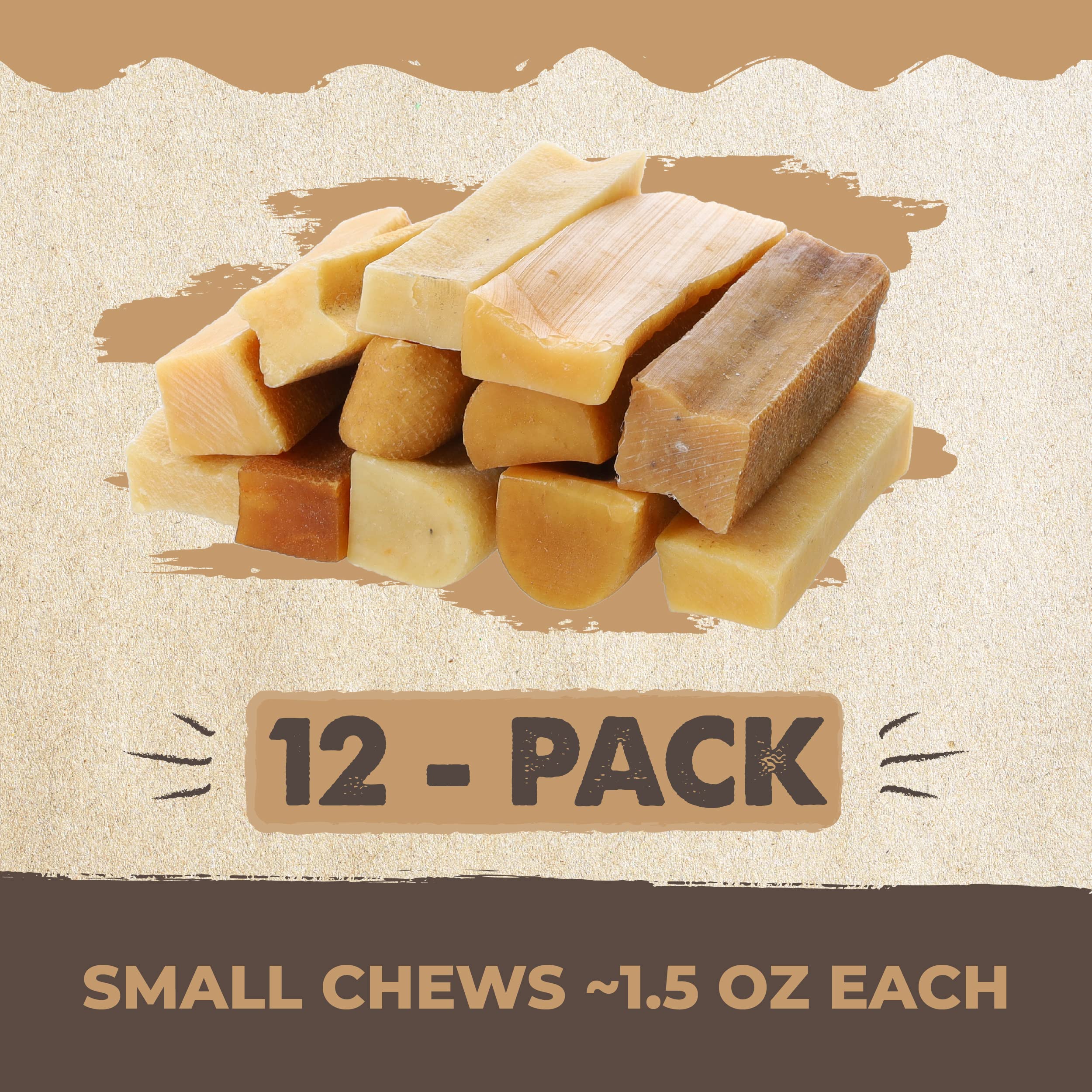 Mighty Paw Yak Cheese Chews for Dogs - All-Natural, Odorless, 14 oz, Small - 12 Pack, Perfect for Oral Health & Power Chewers