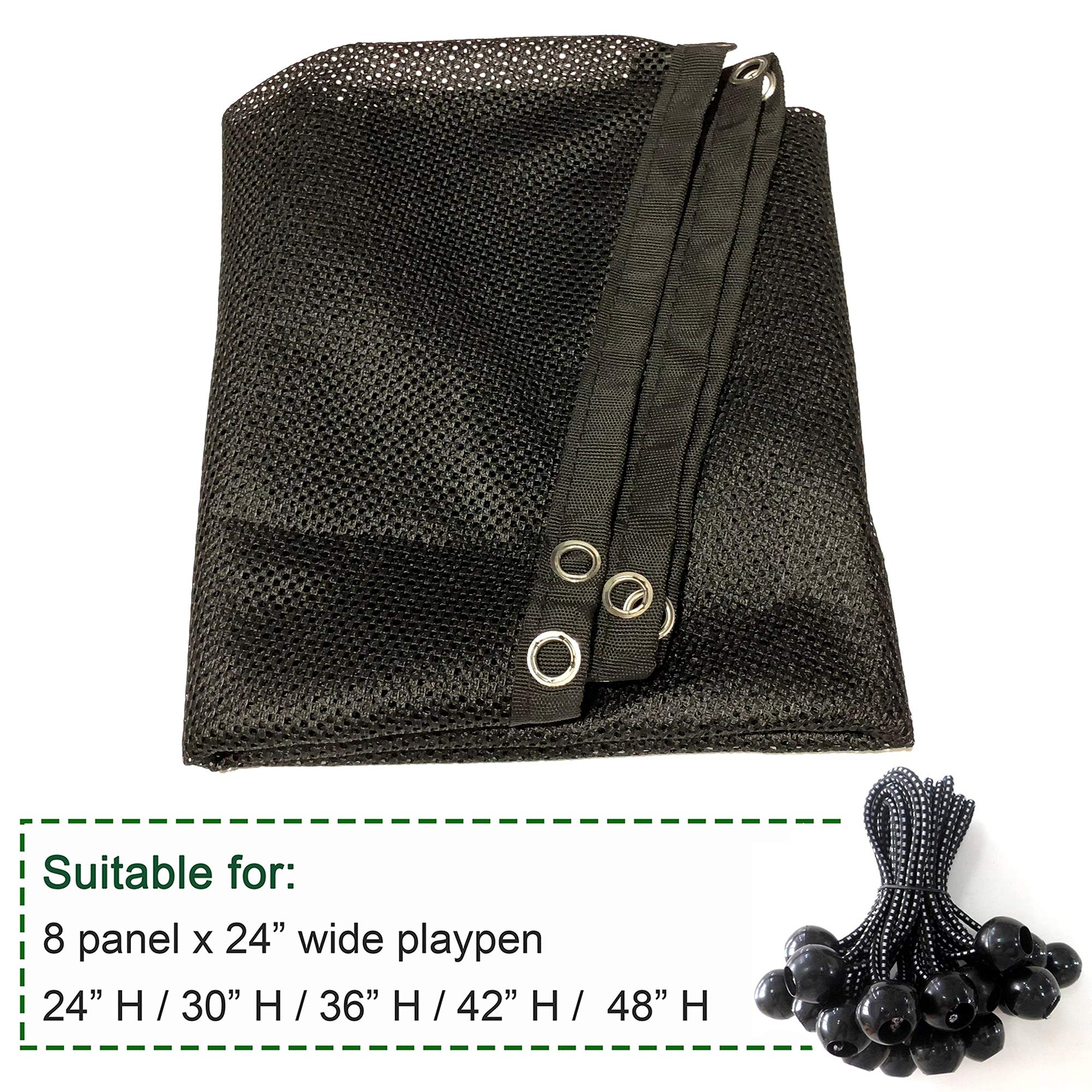 YGCASE Universal Dog Playpen Top Cover - Polyester, Fits 24" Wide Pen, Black/Grey/Silver, Provides Shade & Security for Indoor/Outdoor Use