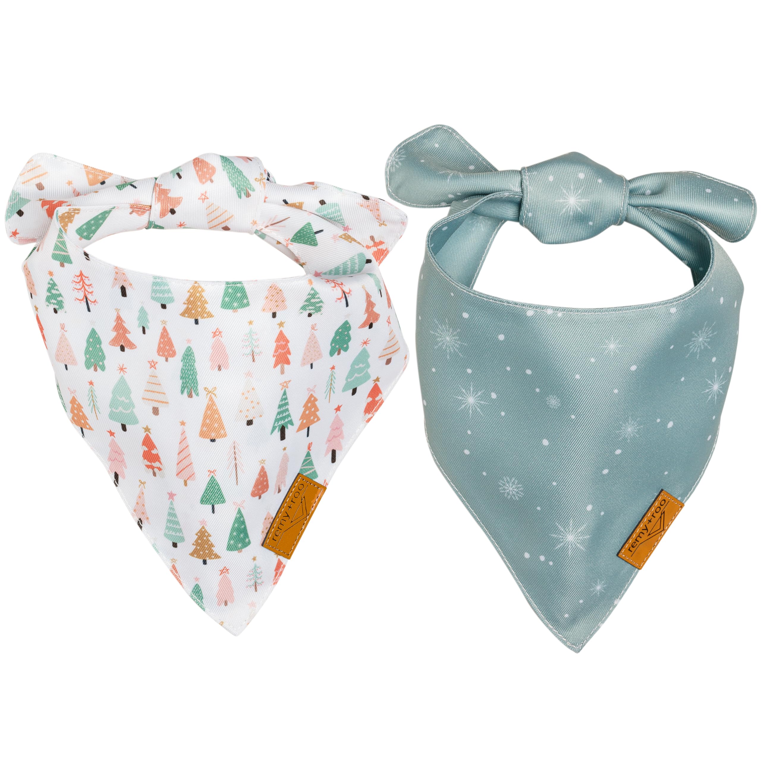 Remy+Roo Dog Bandanas - 2 Pack | Wonderland Christmas Set | Premium Durable Fabric | Patented Shape Bandanas for Dogs | Adjustab