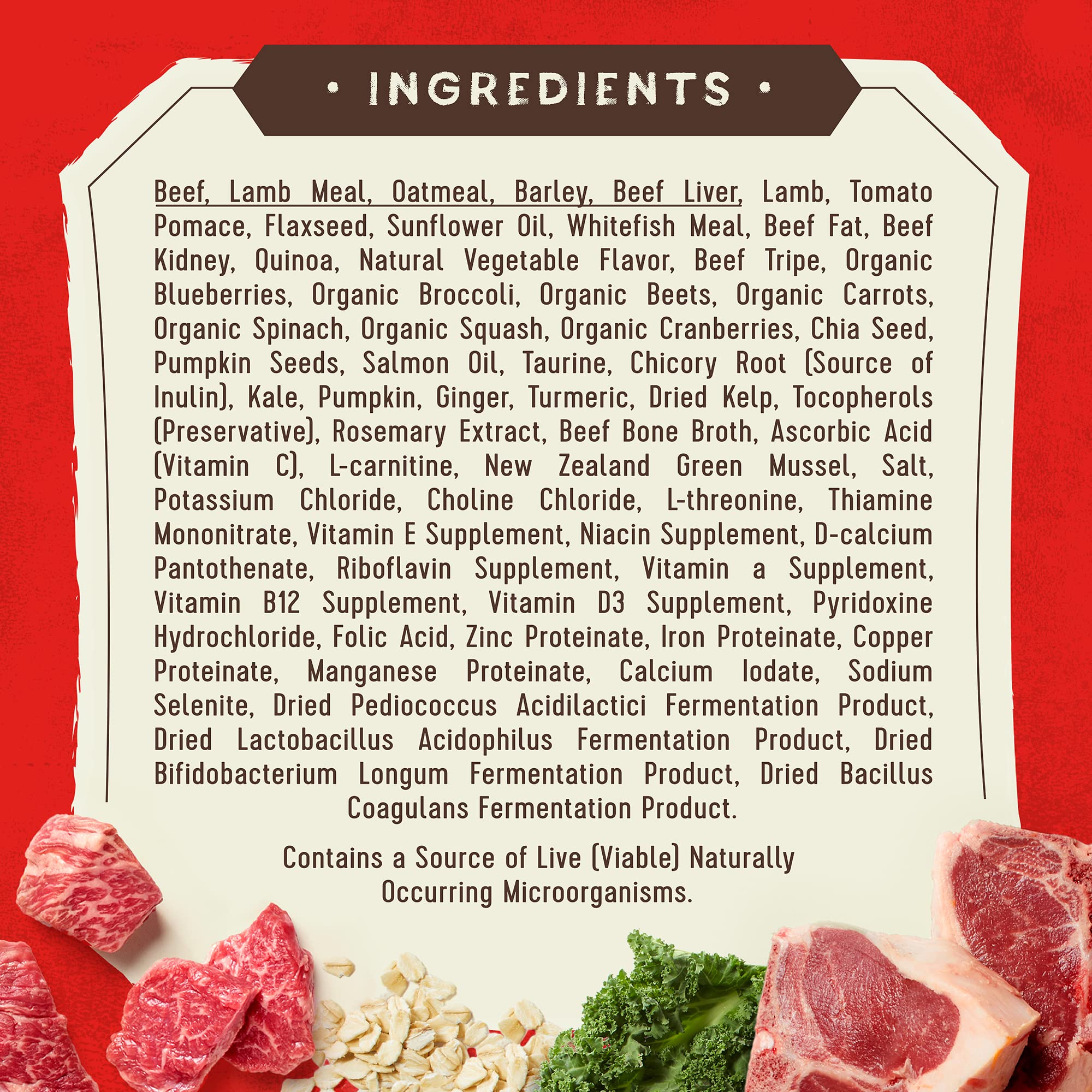 Stella & Chewys SuperBlends Raw Blend Wholesome Grains Grass-Fed Beef, Beef Liver & Lamb Recipe with Superfoods, 3.25 lb. Bag