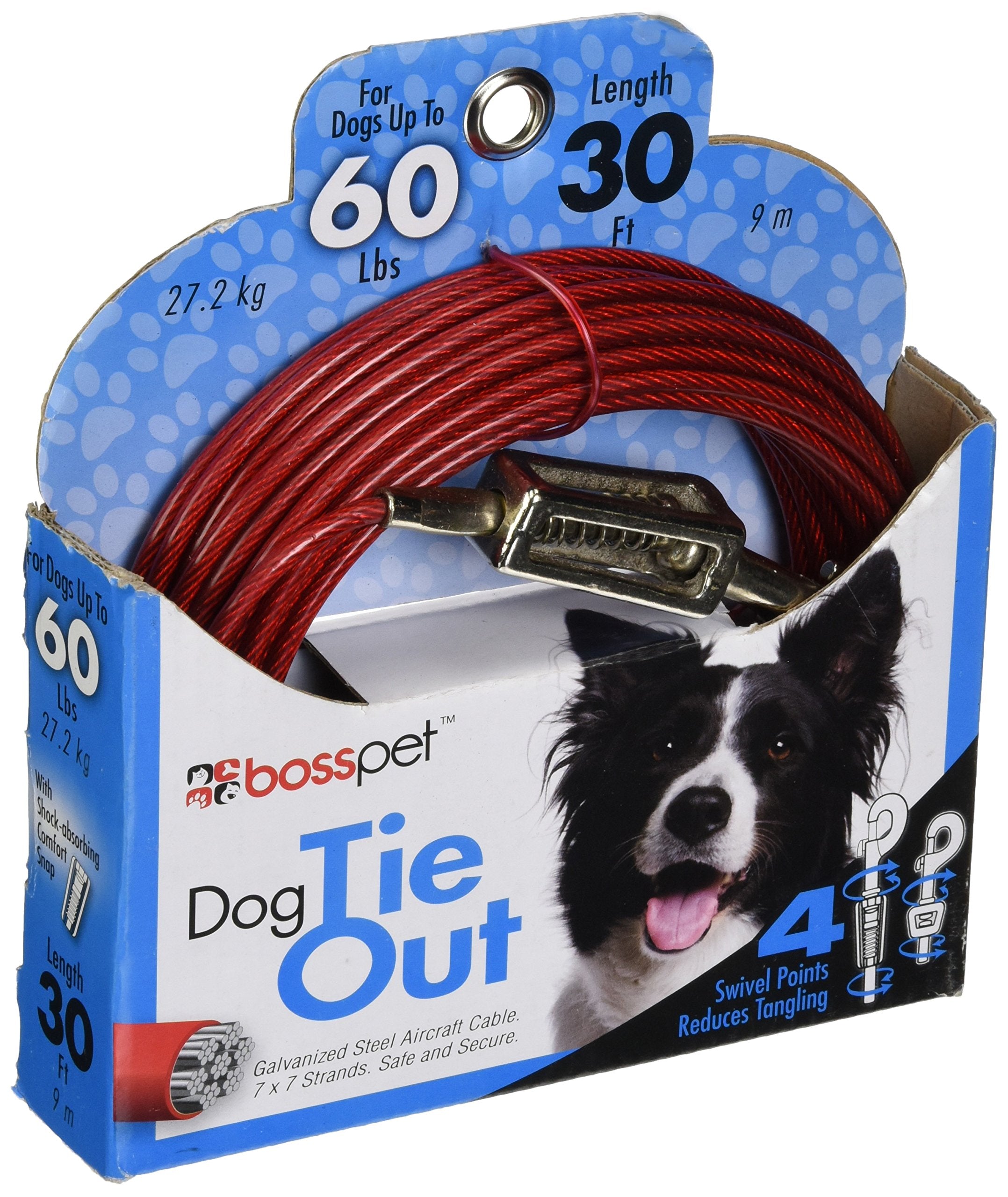 PDQ 30 Large Dog Tie-Out with Spring up to 60lbs