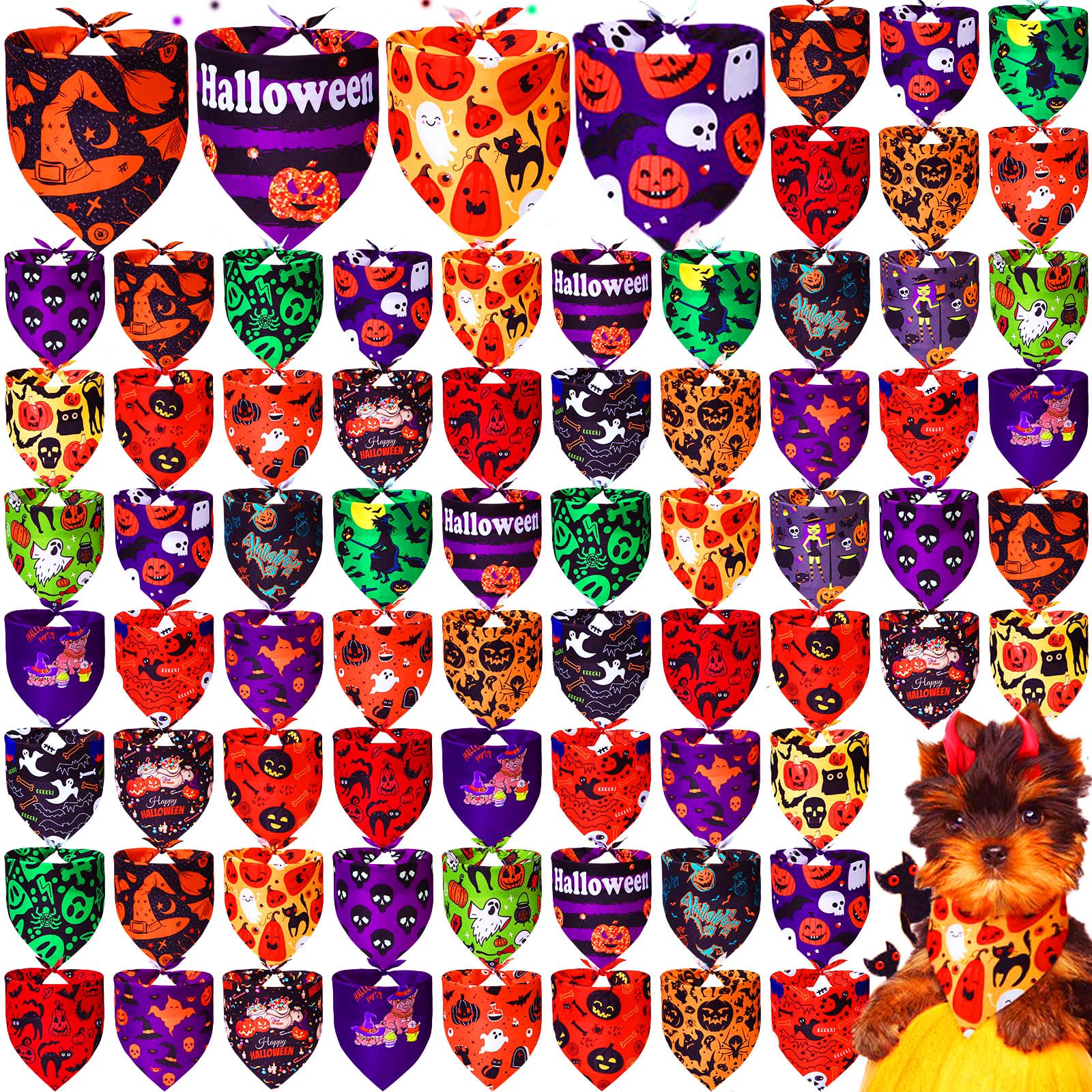 Locmeo 100 Pcs Christmas Dog Bandanas Bulk Xmas Dog Bandanas Adjustable Santa Claus Gingerbread Man Deer Pattern Pet Bibs Triang