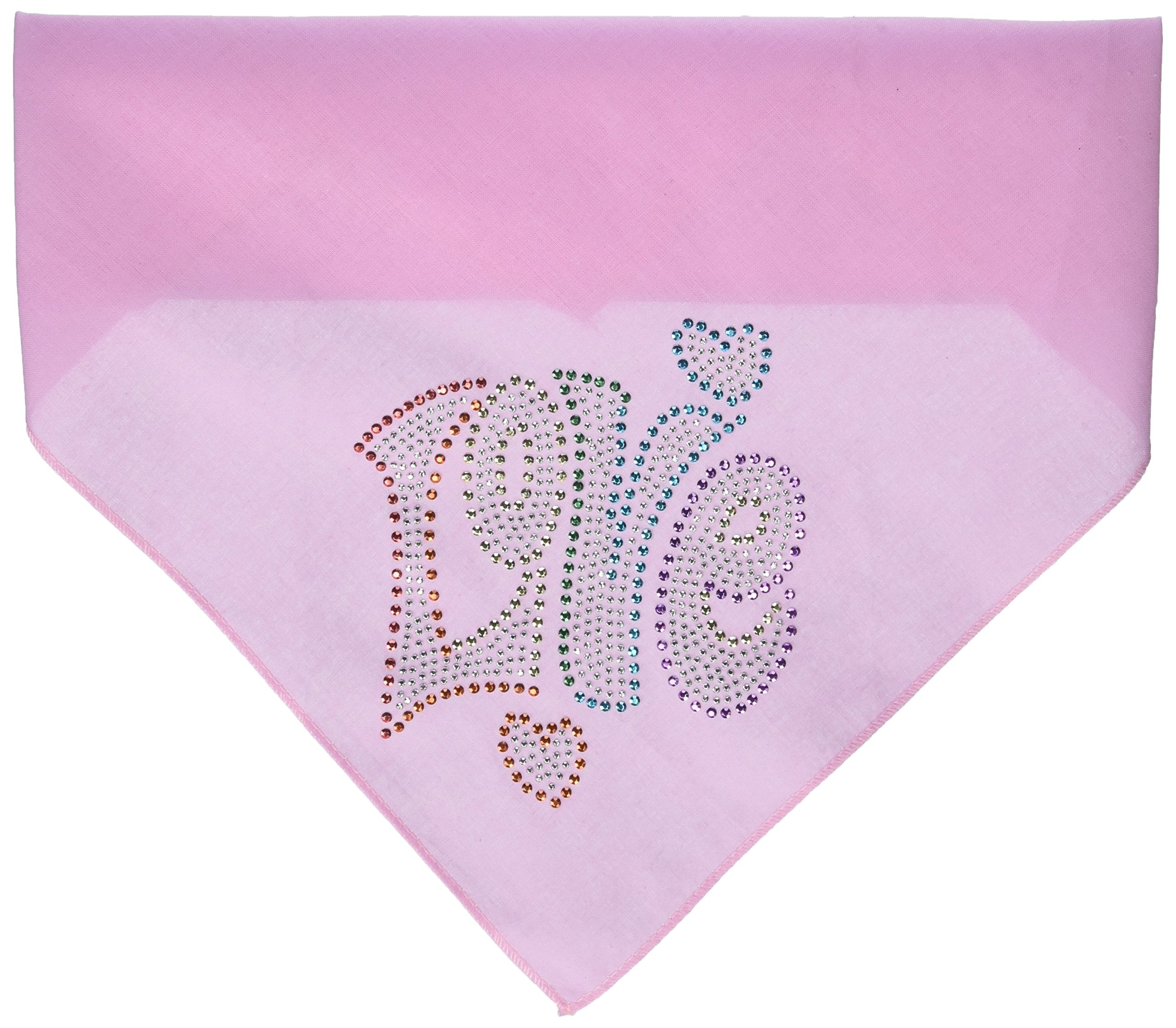 Mirage Pet Products 67-95 SMLPK Technicolor Love Rhinestone Light Pink Print Bandana, Small