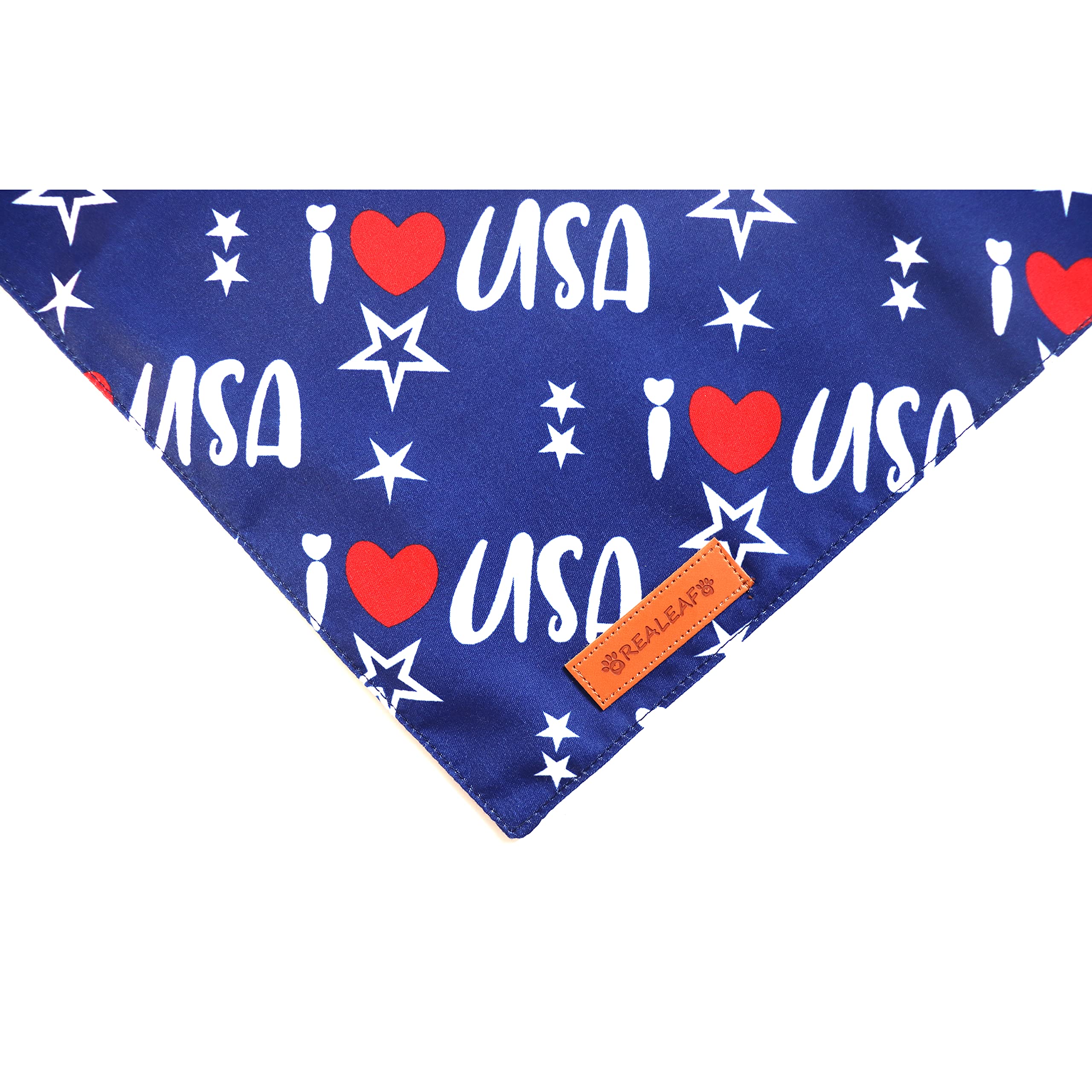 Realeaf 4Th Of July Bandanas 2 Pack, Triangle Reversible American Flag Pet Patriotic Scarf For Boy And Girl, Premium Durable Fab