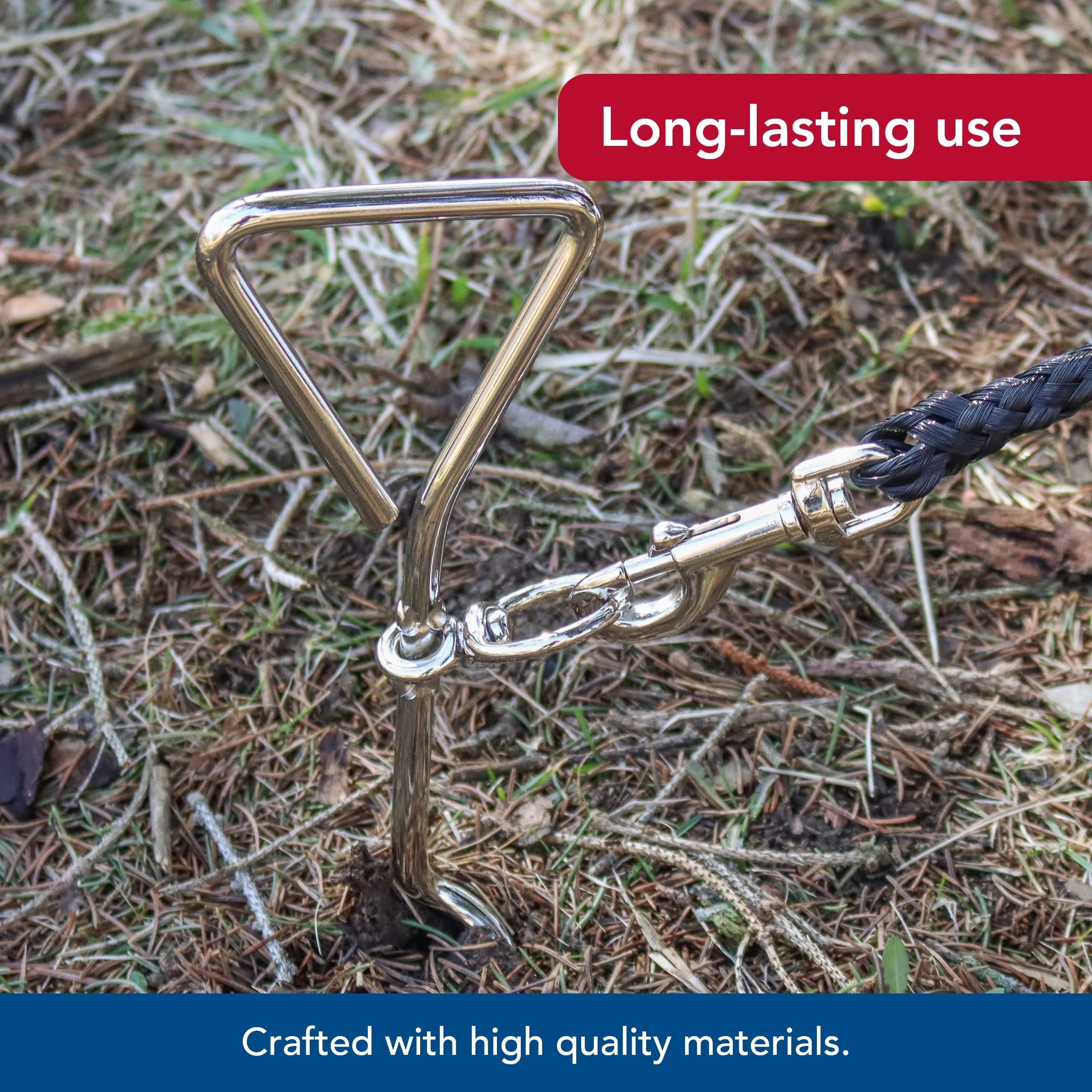 Coastal Pet Titan Dog Tie Out Stakes For Hard Soil - Spiral Stake For Dog Cable - Heavy-Duty Ground Anchor - Rust-Resistant Finish - Robust Metal Design - 17'